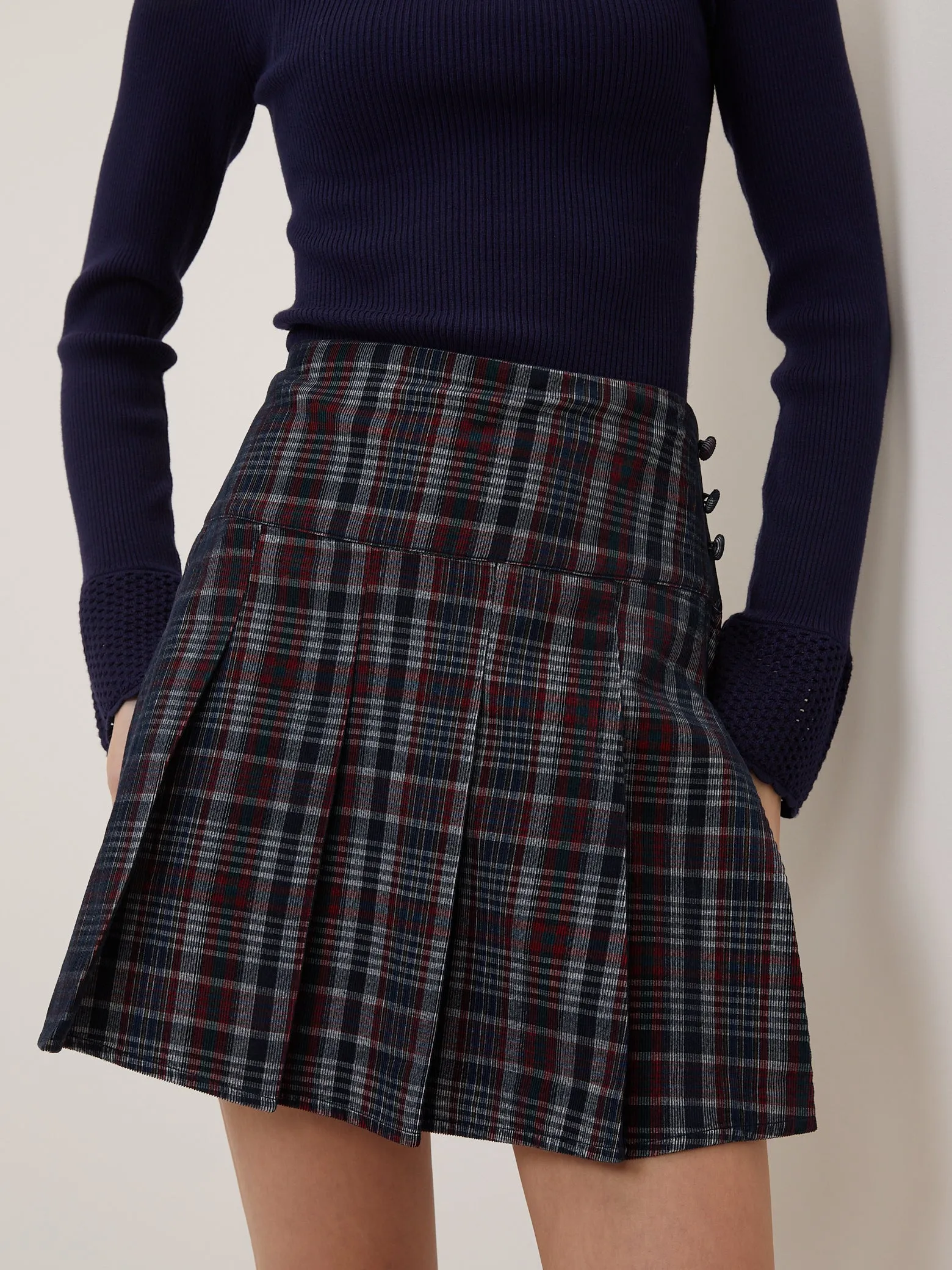 Navy And Red Tartan Mini Skirt sold by Nobody's Child product image thumbnail 4