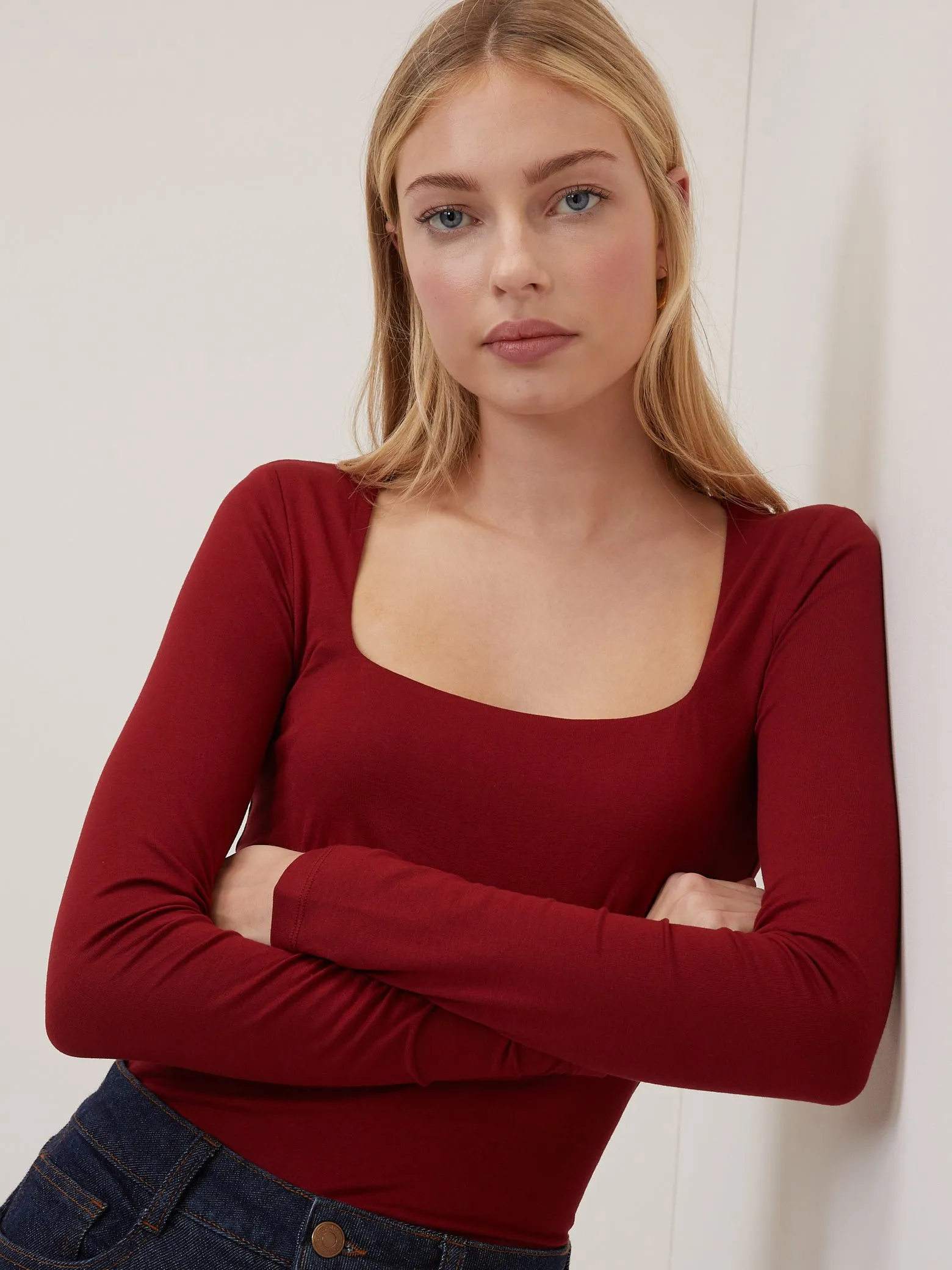 Red Scoop Neck Jersey Top sold by Nobody's Child product image thumbnail 2