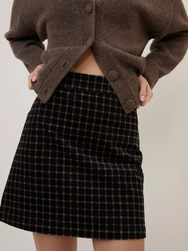 Black Cord Check Mini Skirt sold by Nobody's Child