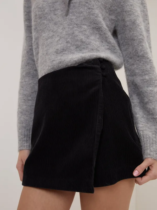 Black Cord Mini Skort sold by Nobody's Child