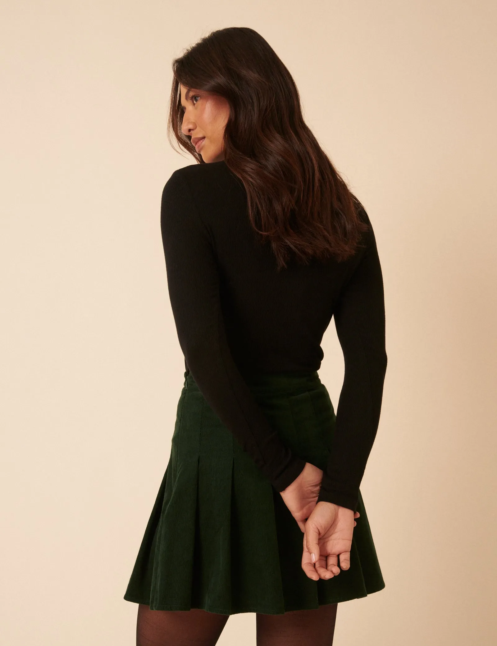 Green Cord Pleated Mini Skirt sold by Nobody's Child product image thumbnail 5