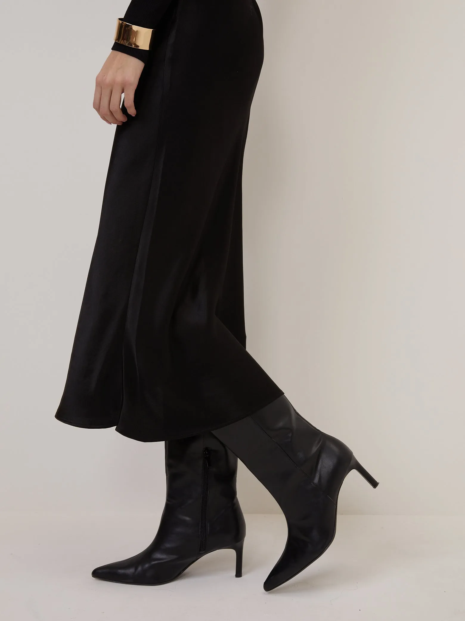 Black Satin Mila Midi Slip Skirt sold by Nobody's Child product image thumbnail 4