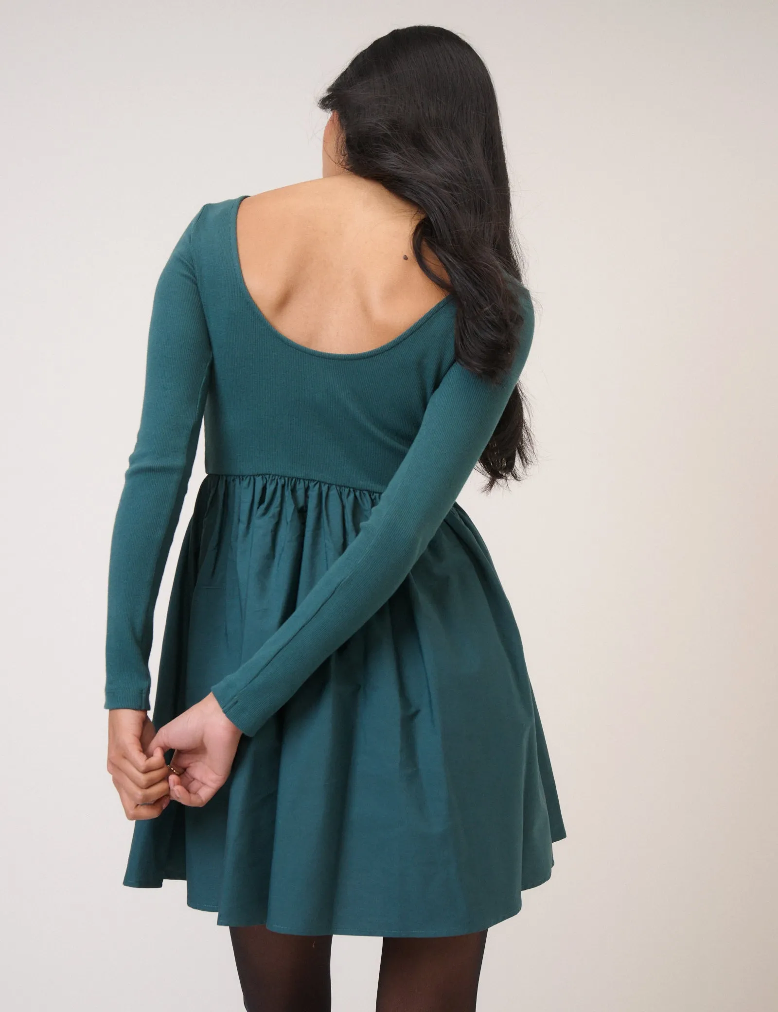 Turquoise Long Sleeve A-Line Penni Mini Dress sold by Nobody's Child product image thumbnail 5