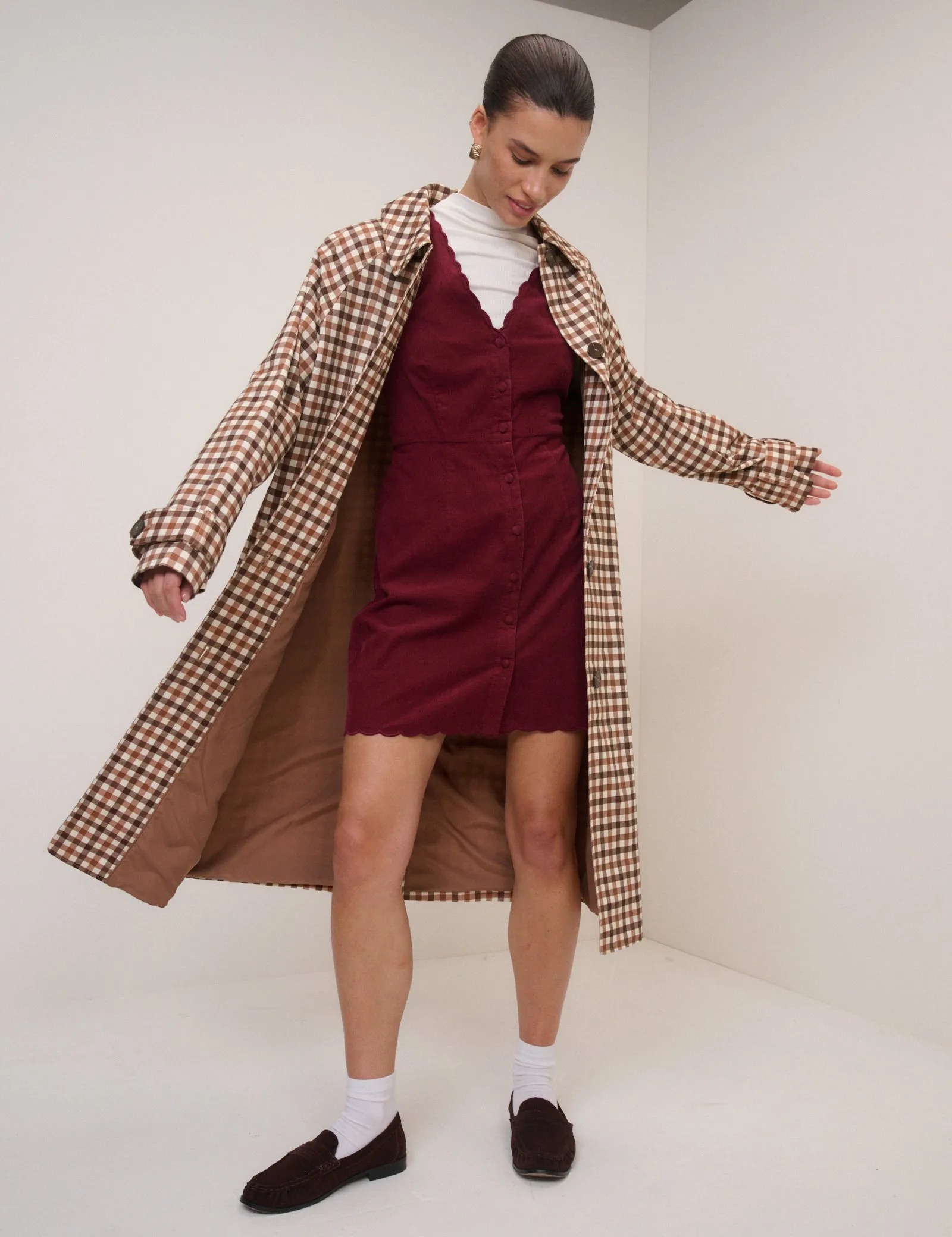 Red Cord Scallop Trim Pinafore Mini Dress sold by Nobody's Child product image thumbnail 3