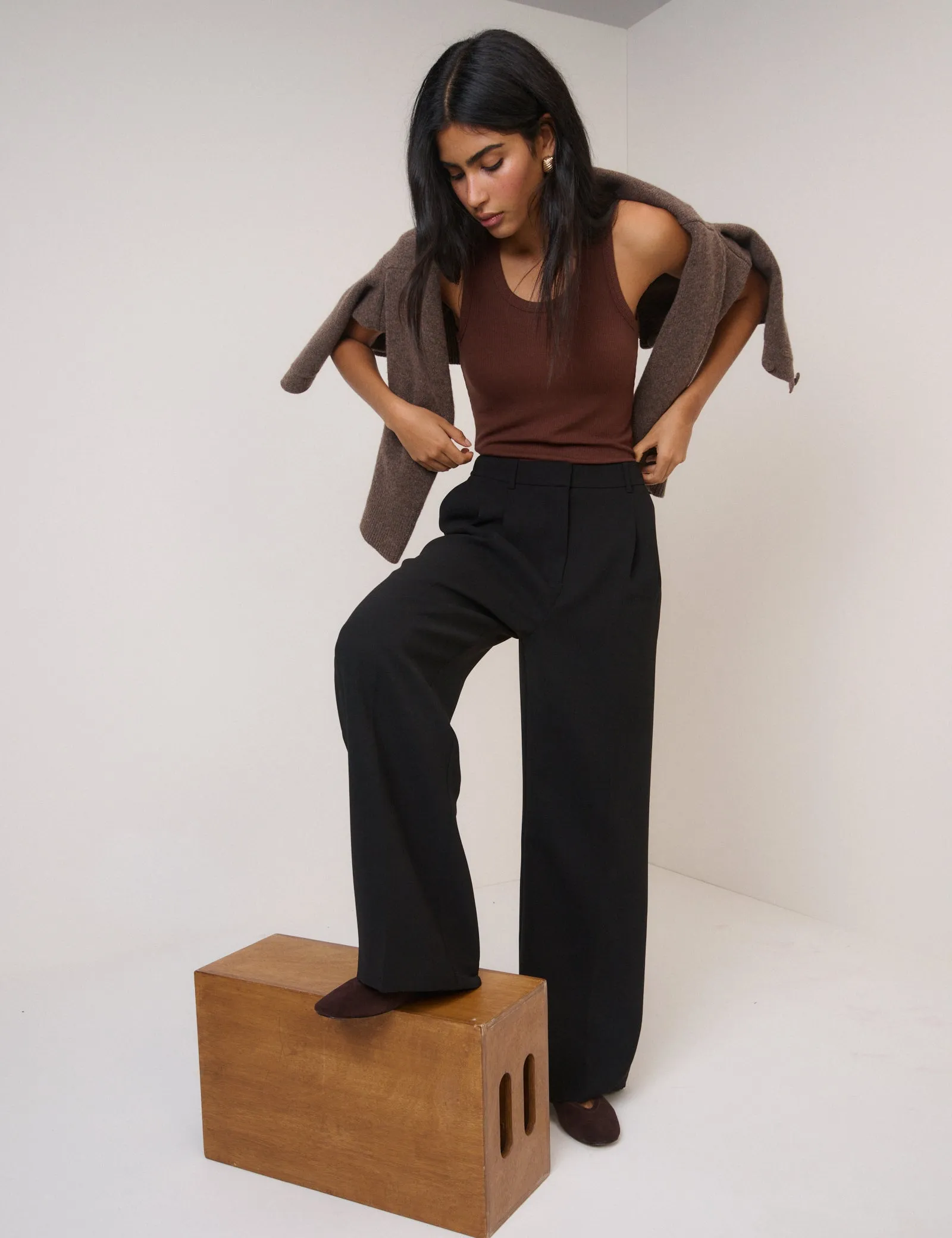 Black Wide Leg Jax Crepe Trousers sold by Nobody's Child product image thumbnail 4