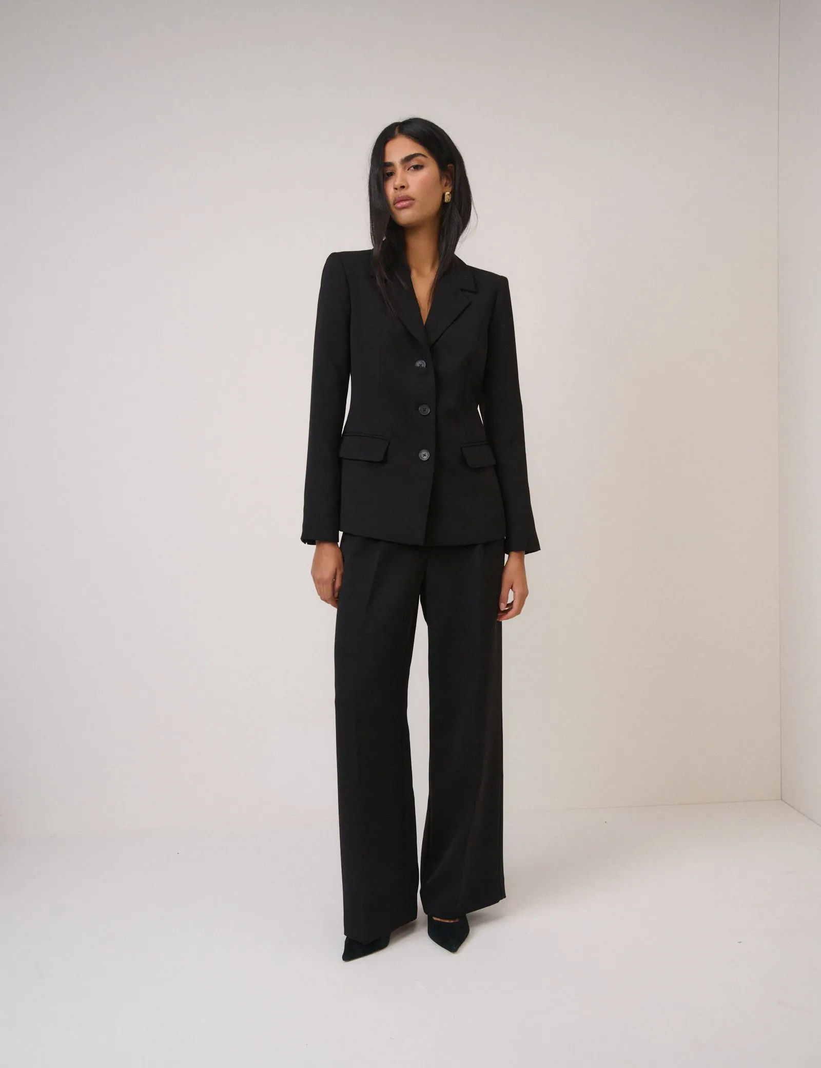 Black Wide Leg Jax Crepe Trousers sold by Nobody's Child product image thumbnail 3