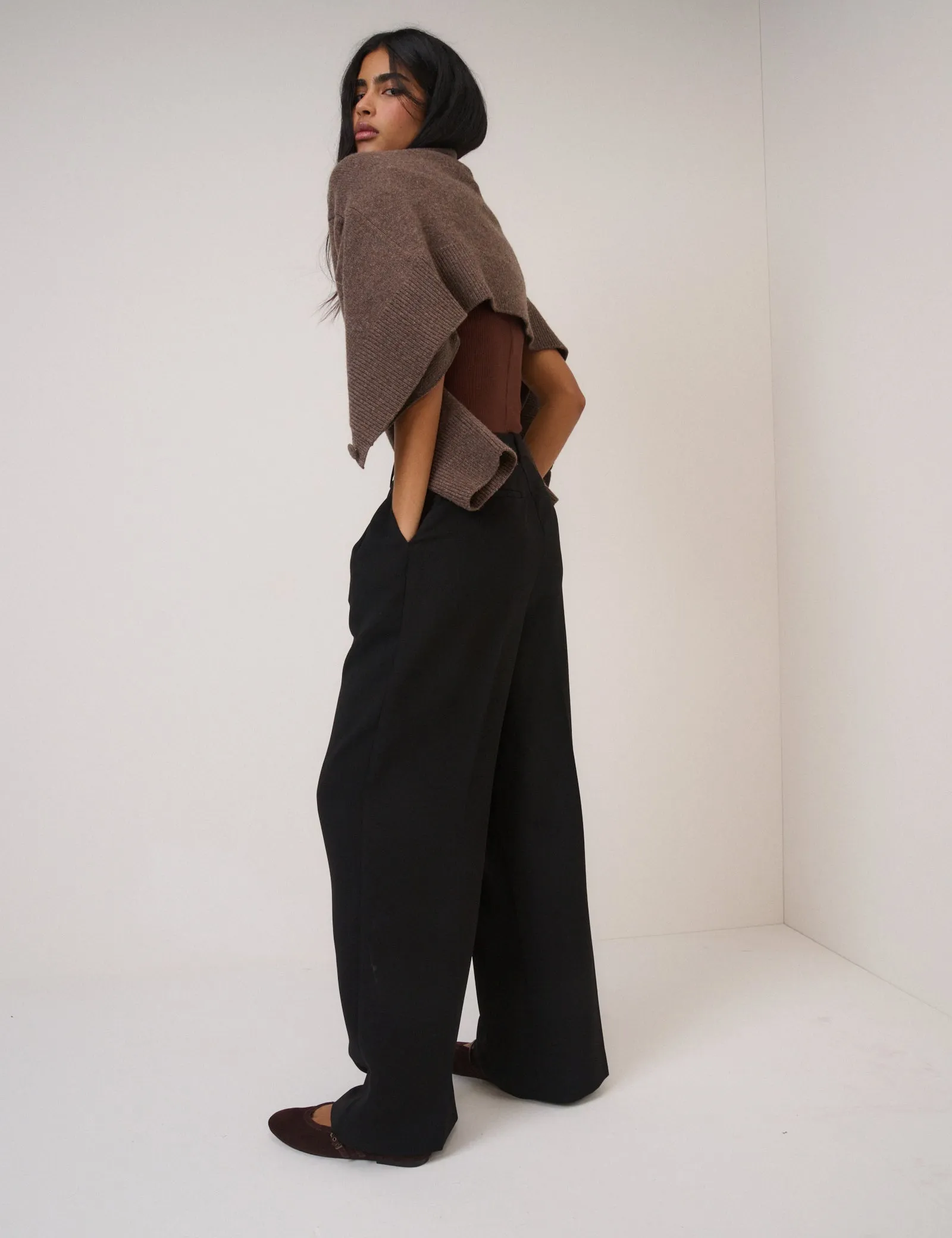 Black Wide Leg Jax Crepe Trousers sold by Nobody's Child product image thumbnail 5