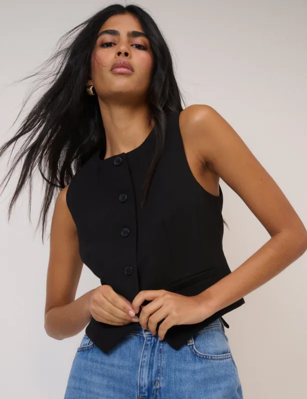 Black Crew Neck Waistcoat sold by Nobody's Child