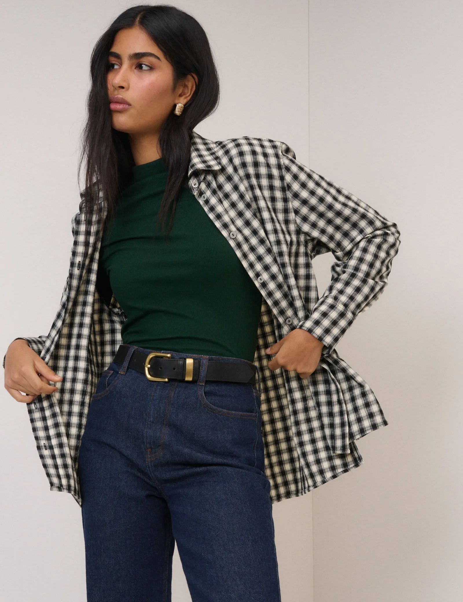 Forest Green Ribbed High Neck Long Sleeve Top sold by Nobody's Child product image thumbnail 4