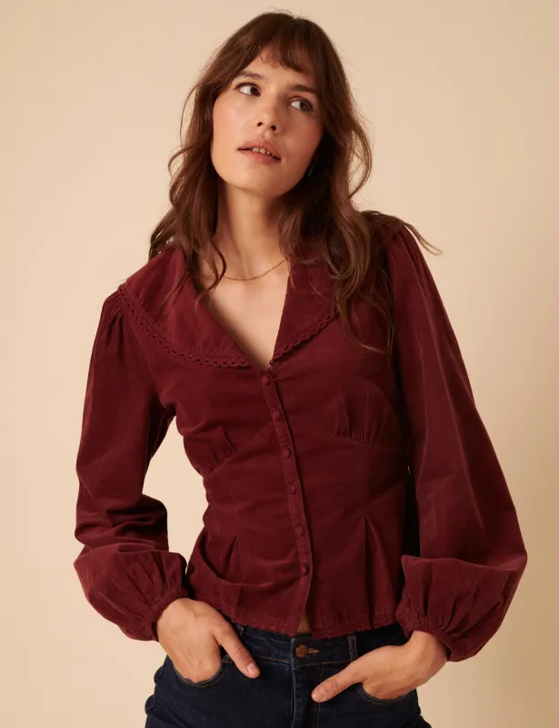 Burgundy Peter Pan Collar Blouse sold by Nobody's Child
