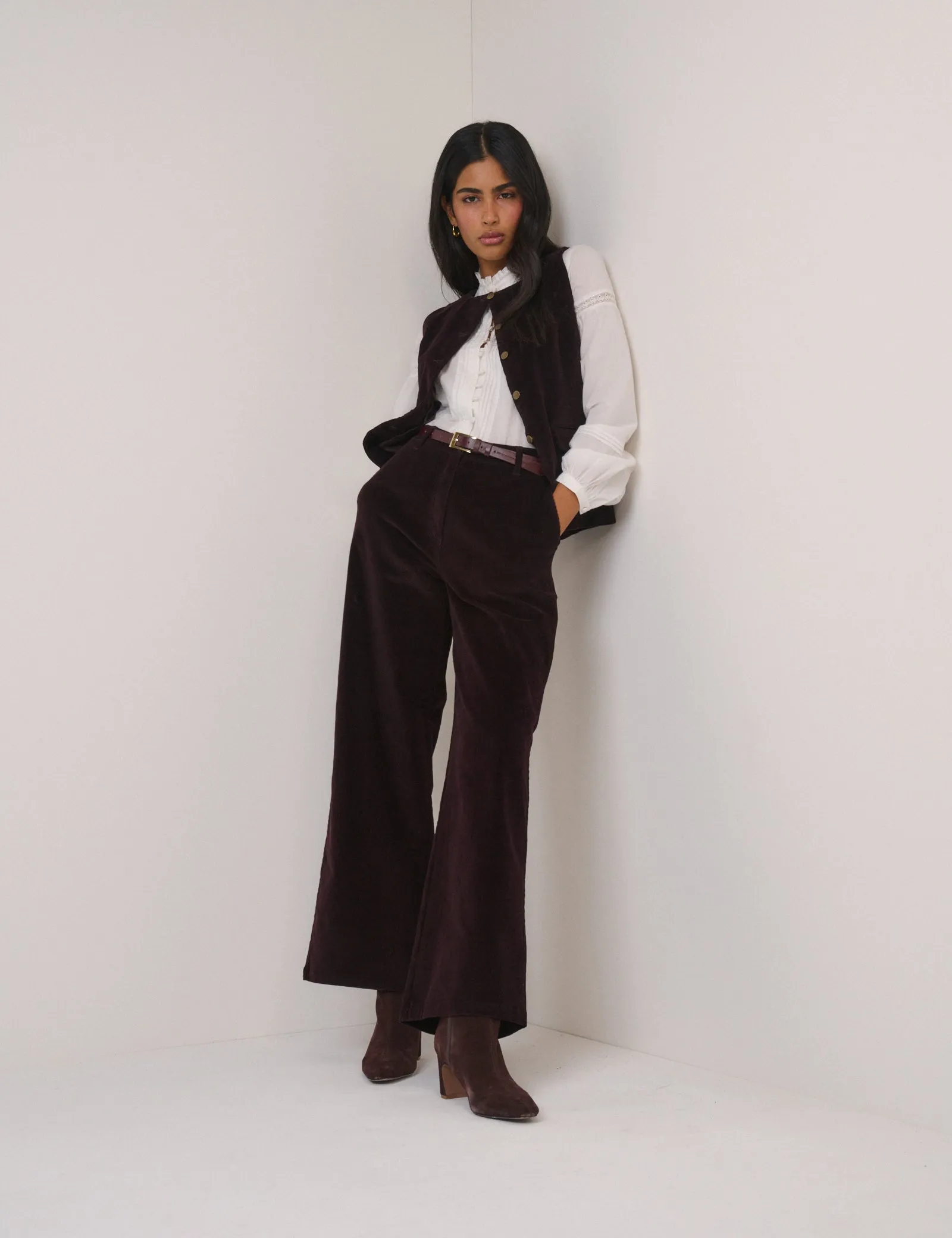Black Cherry Cord Tailored Trousers sold by Nobody's Child product image thumbnail 4