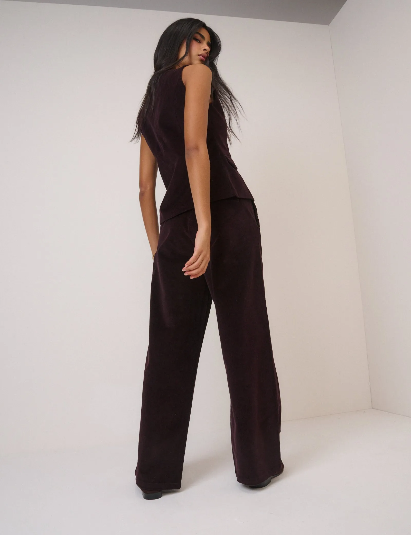 Black Cherry Cord Tailored Trousers sold by Nobody's Child product image thumbnail 5