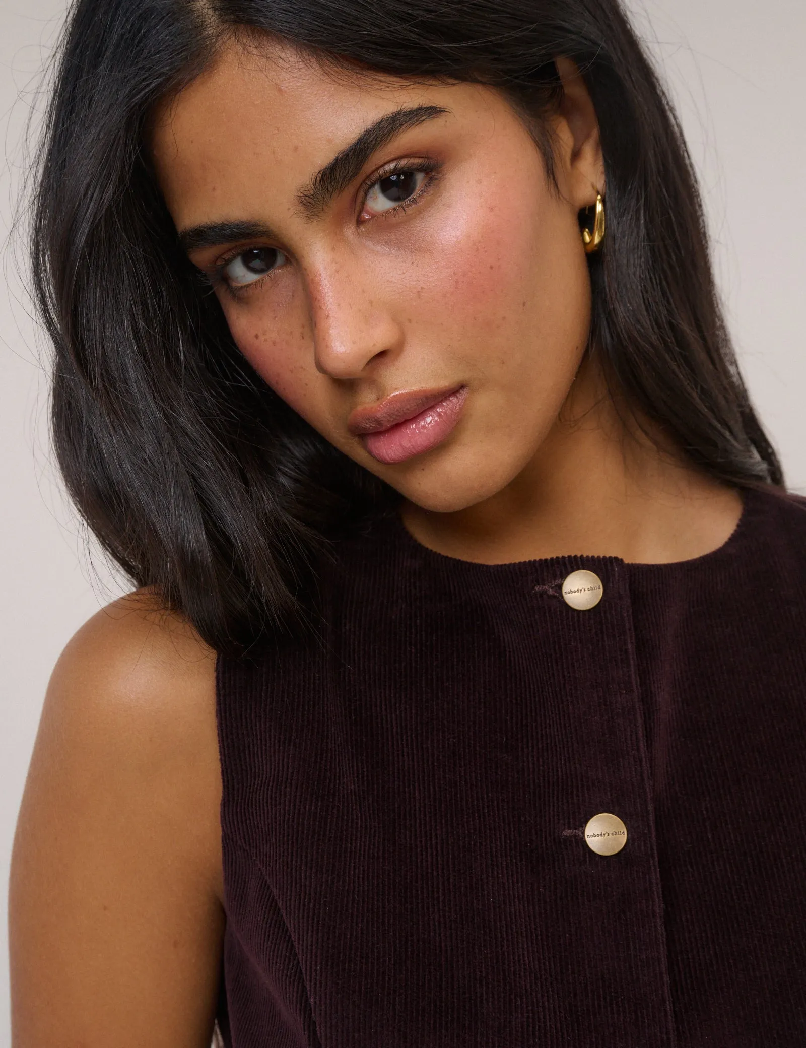 Black Cherry Cord Crew Neck Waistcoat sold by Nobody's Child product image thumbnail 3