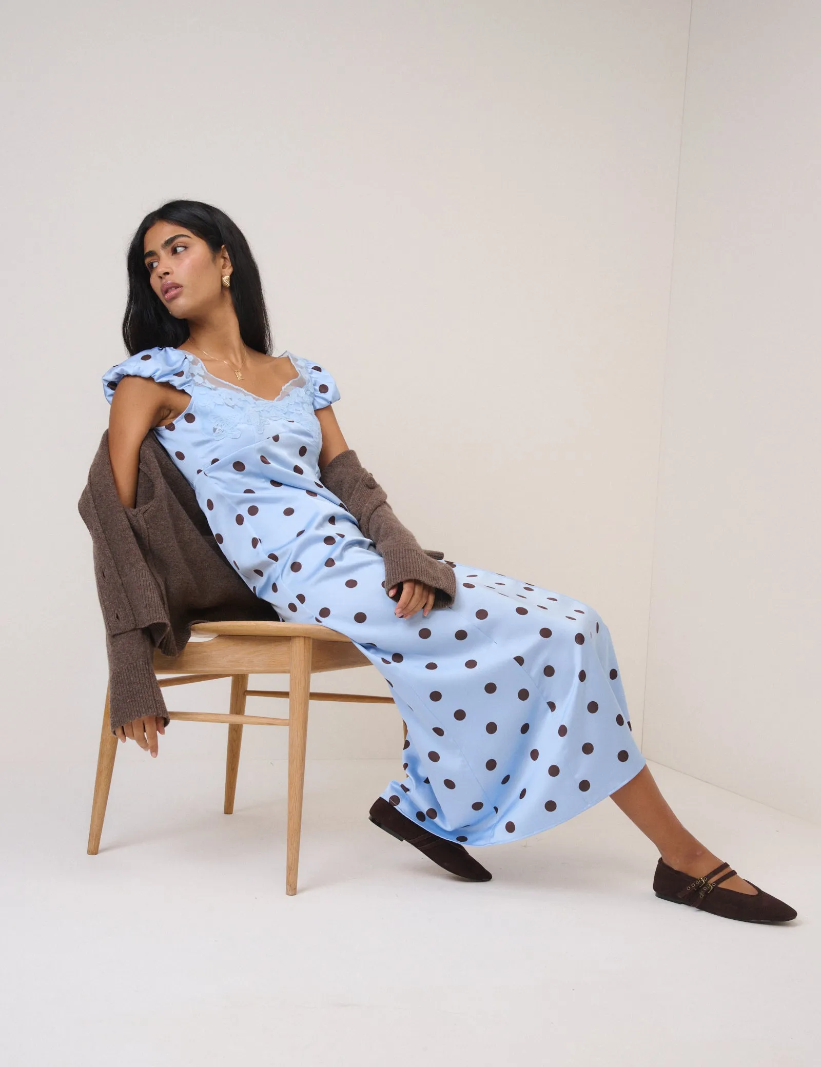 Blue Polka Dot Ava Midi Dress sold by Nobody's Child