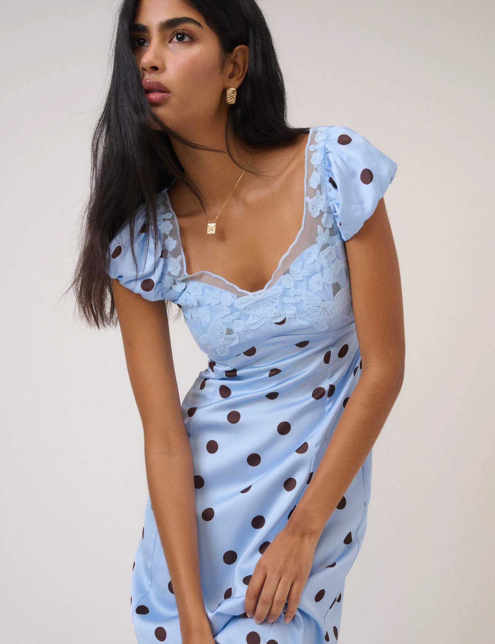 Blue Polka Dot Ava Midi Dress sold by Nobody's Child product image thumbnail 2