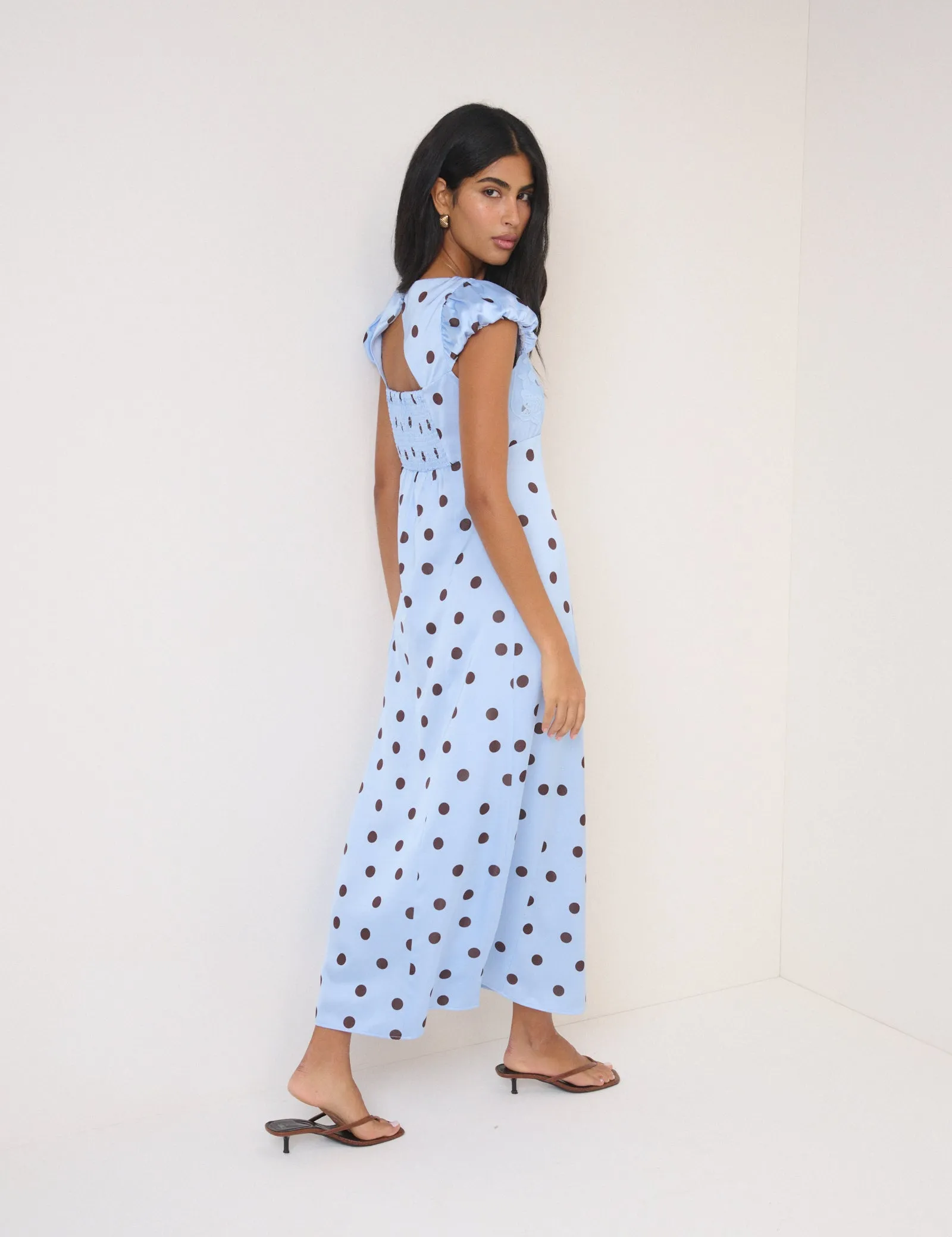 Blue Polka Dot Ava Midi Dress sold by Nobody's Child product image thumbnail 5