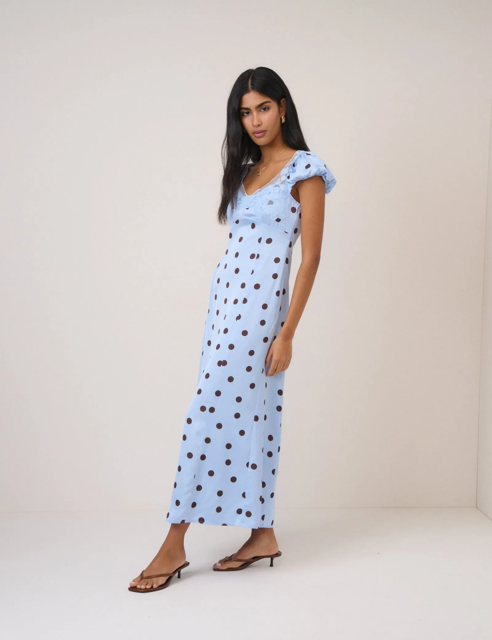 Blue Polka Dot Ava Midi Dress sold by Nobody's Child product image thumbnail 3