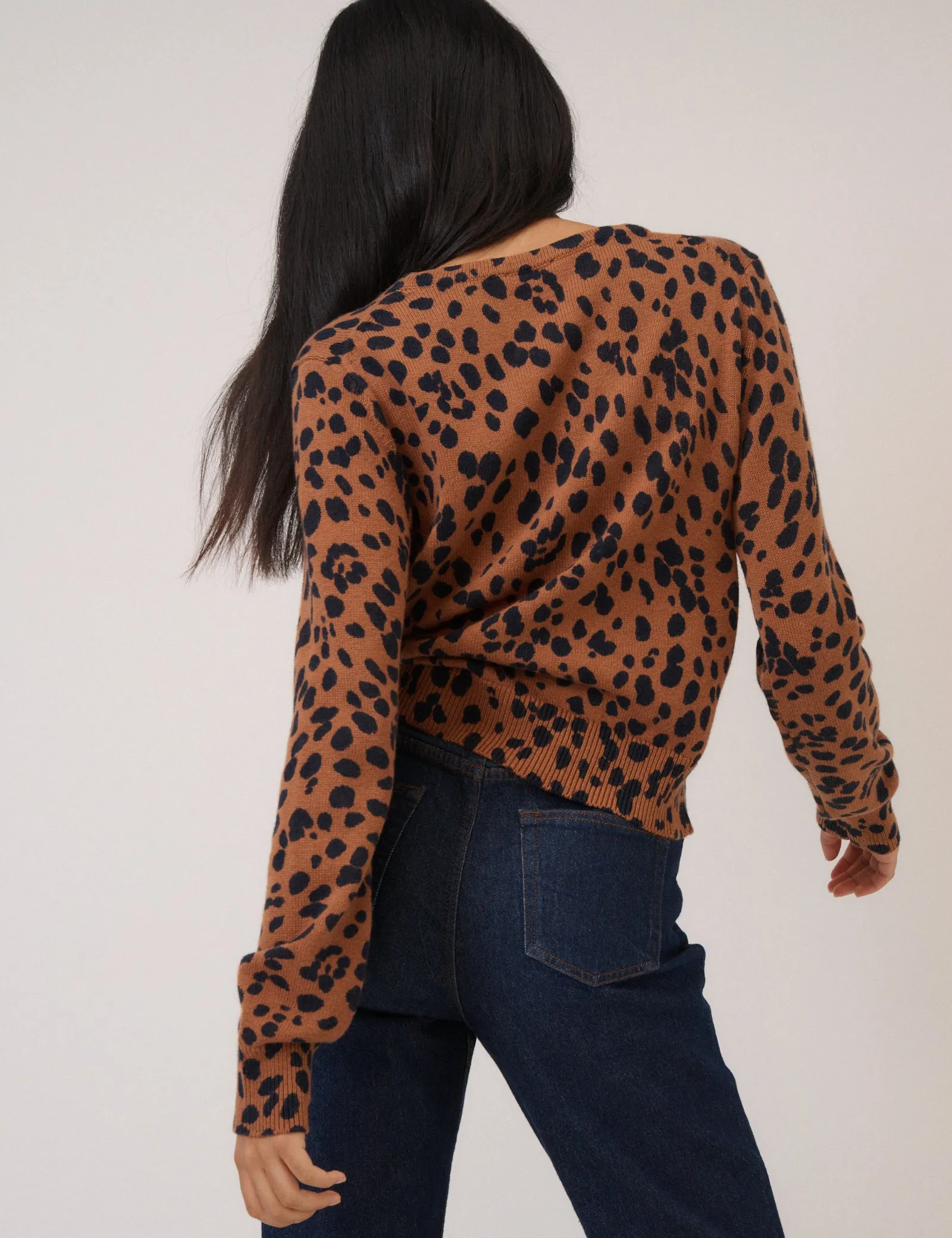 Brown Leopard Print Long Sleeve V-Neck Cardigan sold by Nobody's Child product image thumbnail 3