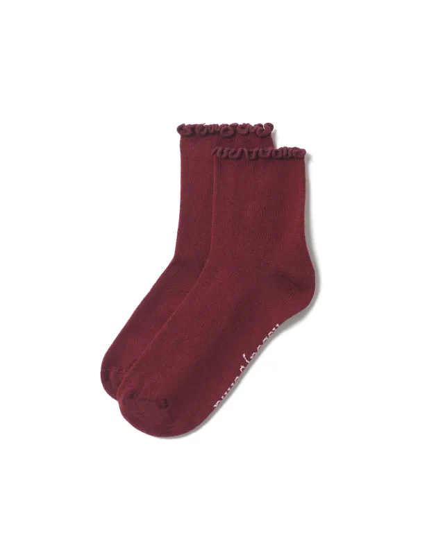Burgundy Frill Socks sold by Nobody's Child