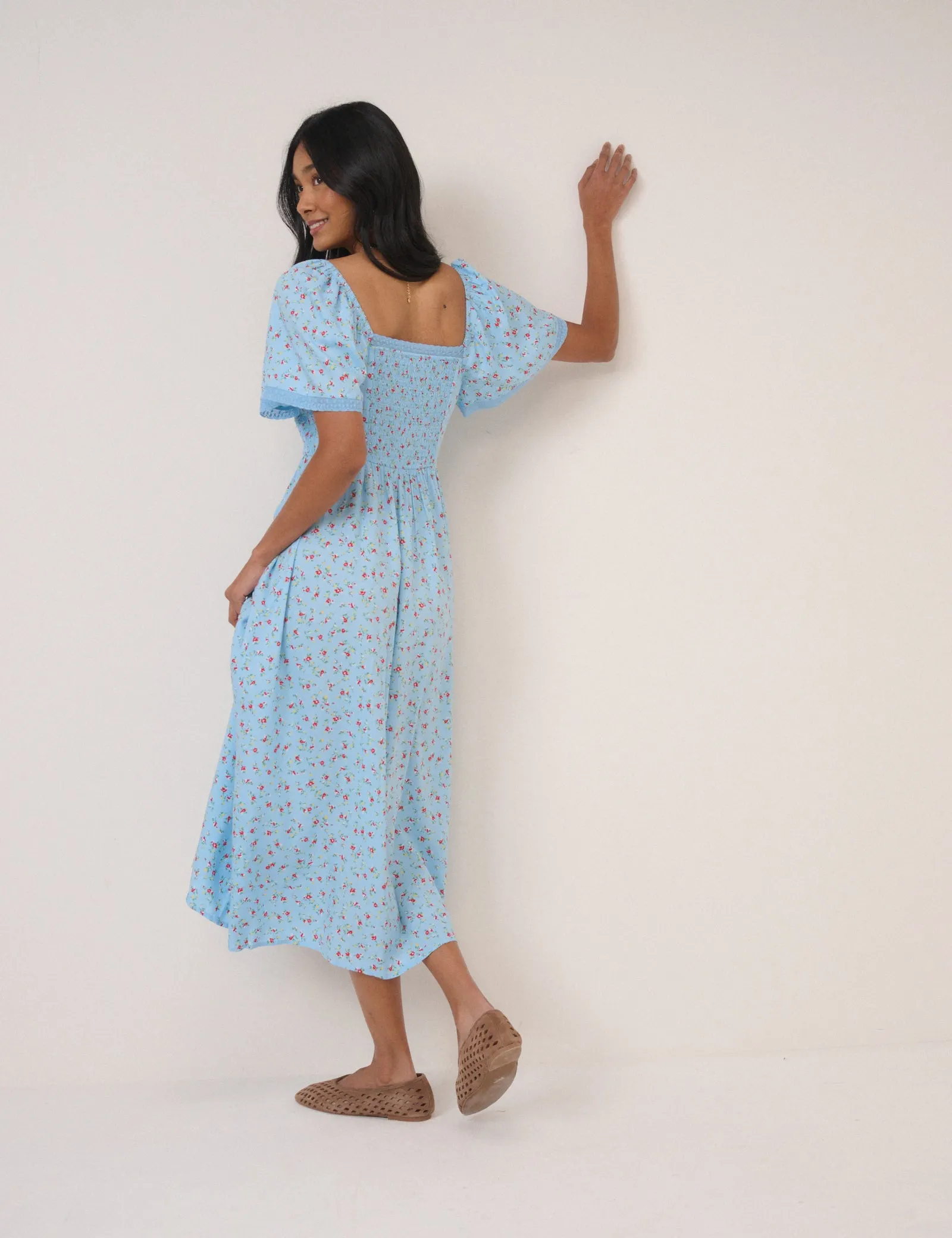 Blue Ditsy Floral Mia Midi Tea Dress sold by Nobody's Child product image thumbnail 4
