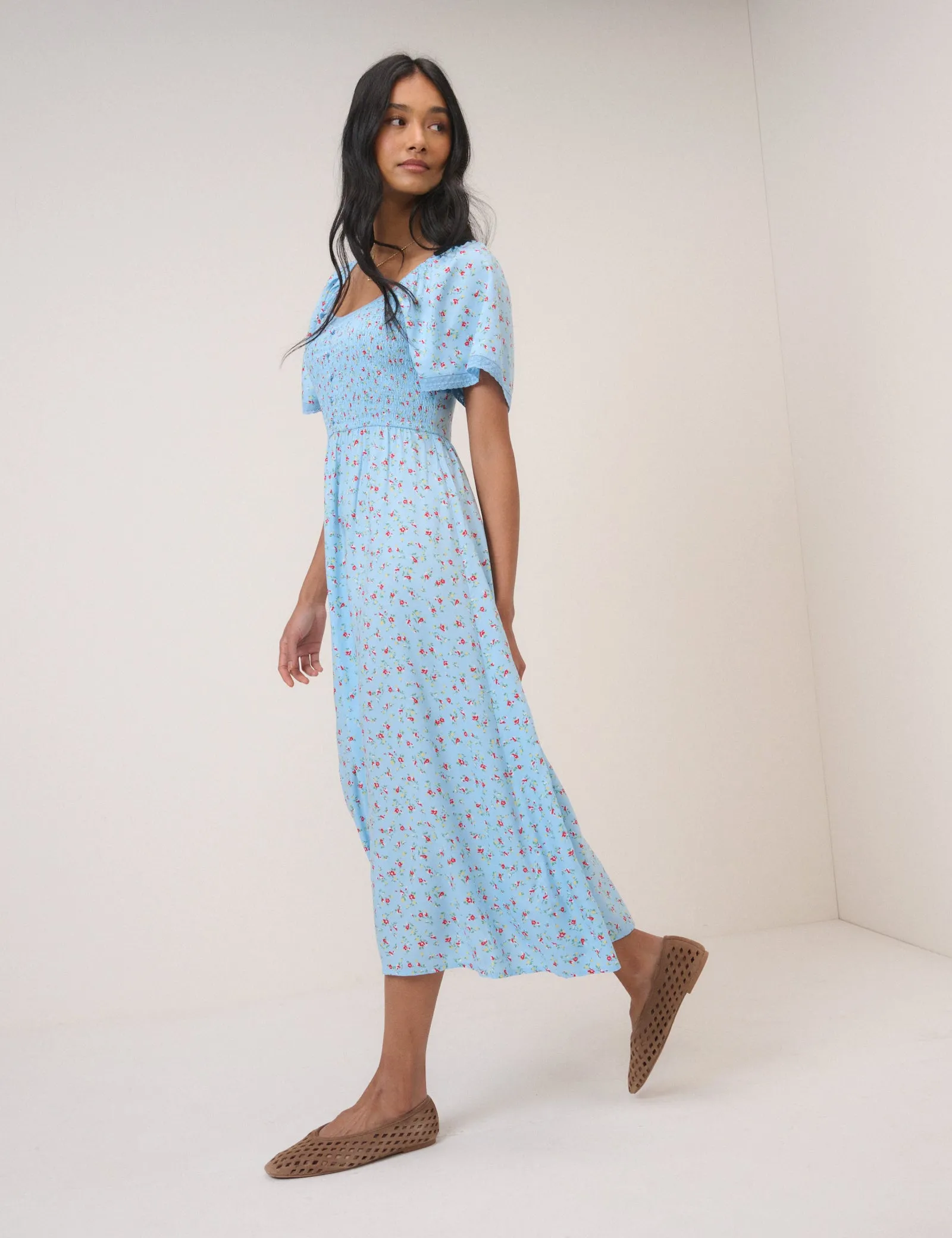 Blue Ditsy Floral Mia Midi Tea Dress sold by Nobody's Child product image thumbnail 2