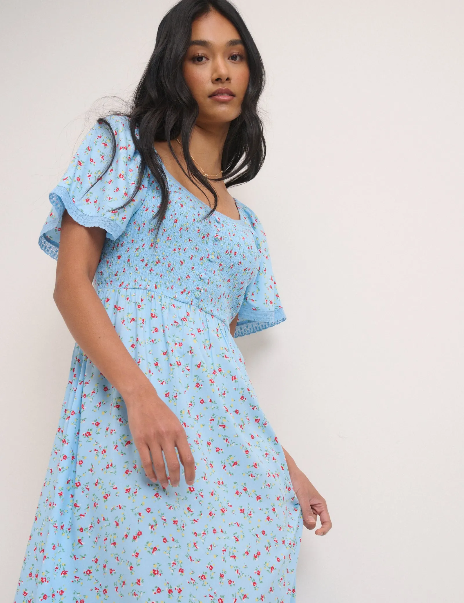 Blue Ditsy Floral Mia Midi Tea Dress sold by Nobody's Child product image thumbnail 3