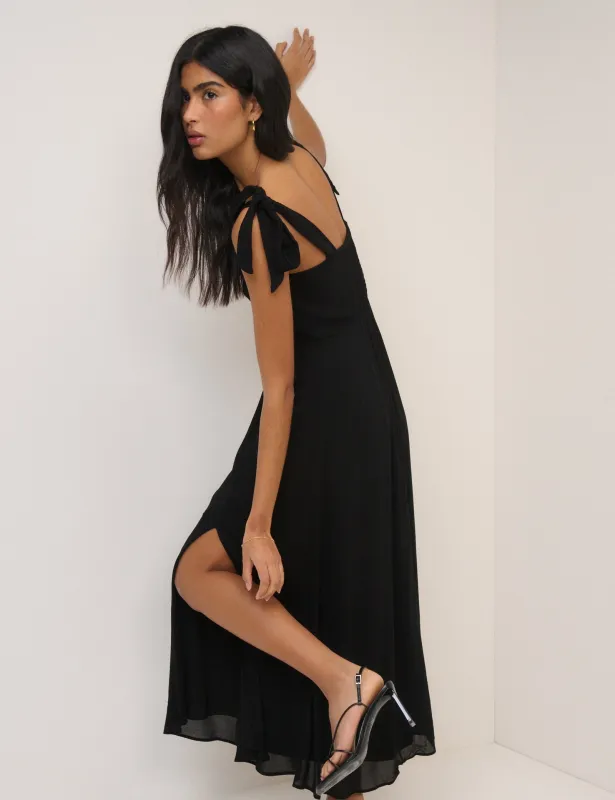 Black Square Neck Tamar Midi Dress sold by Nobody's Child
