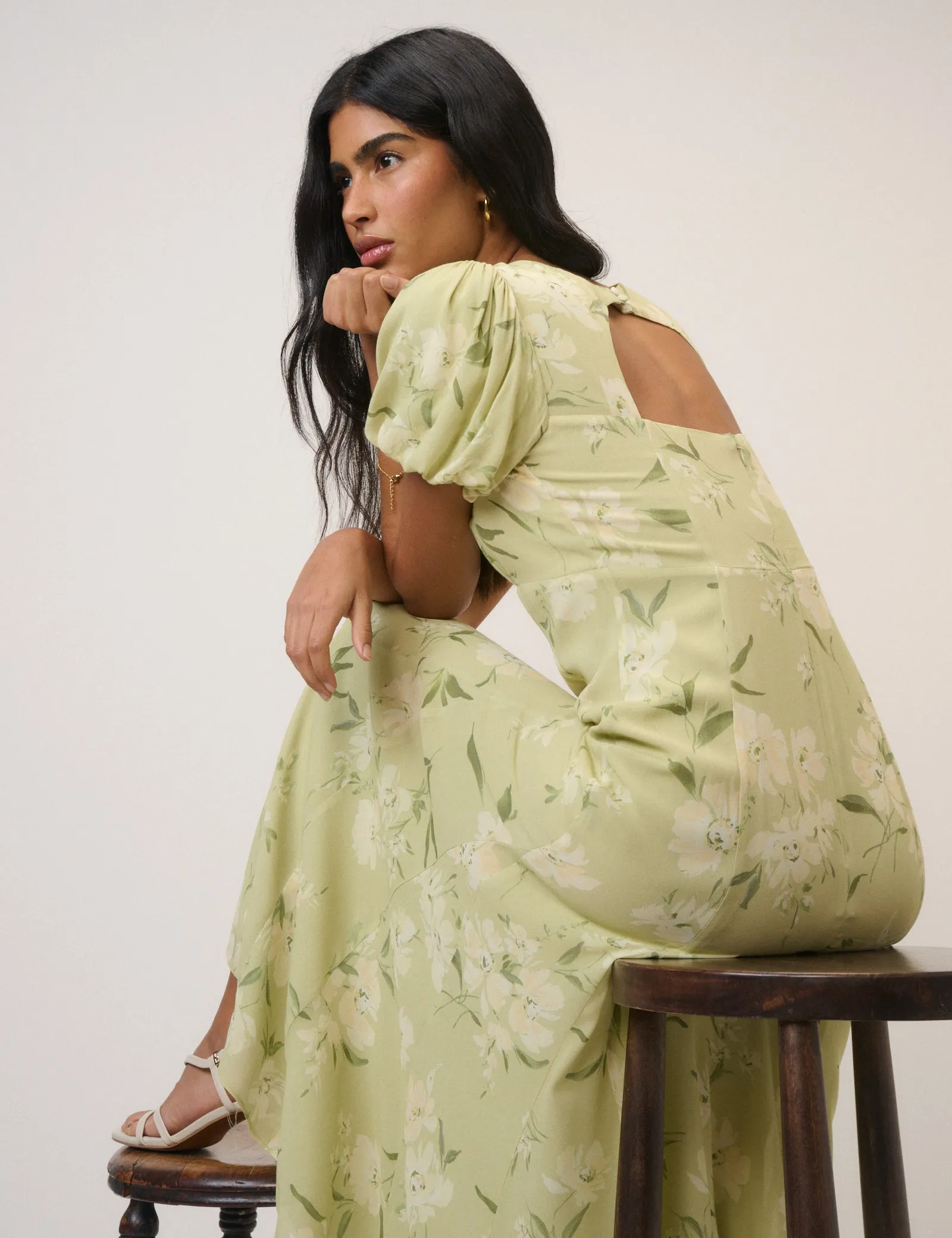 Sage Floral Chiffon Juno Maxi Dress sold by Nobody's Child product image thumbnail 2