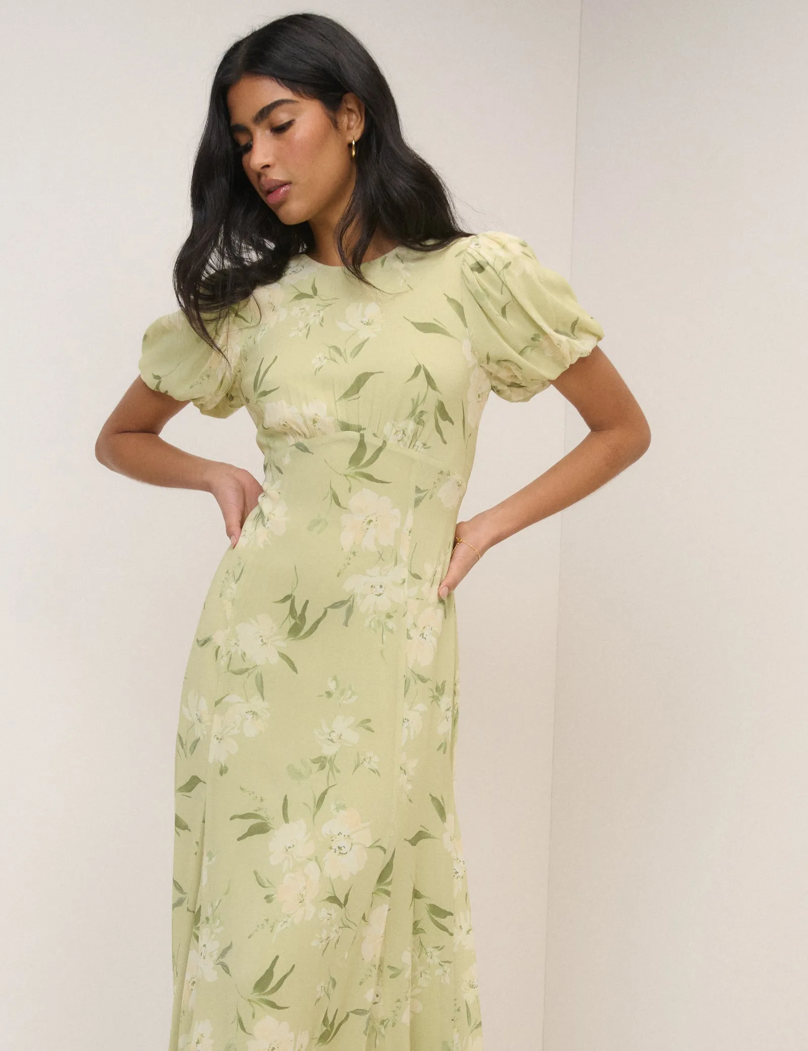 Sage Floral Chiffon Juno Maxi Dress sold by Nobody's Child product image thumbnail 4