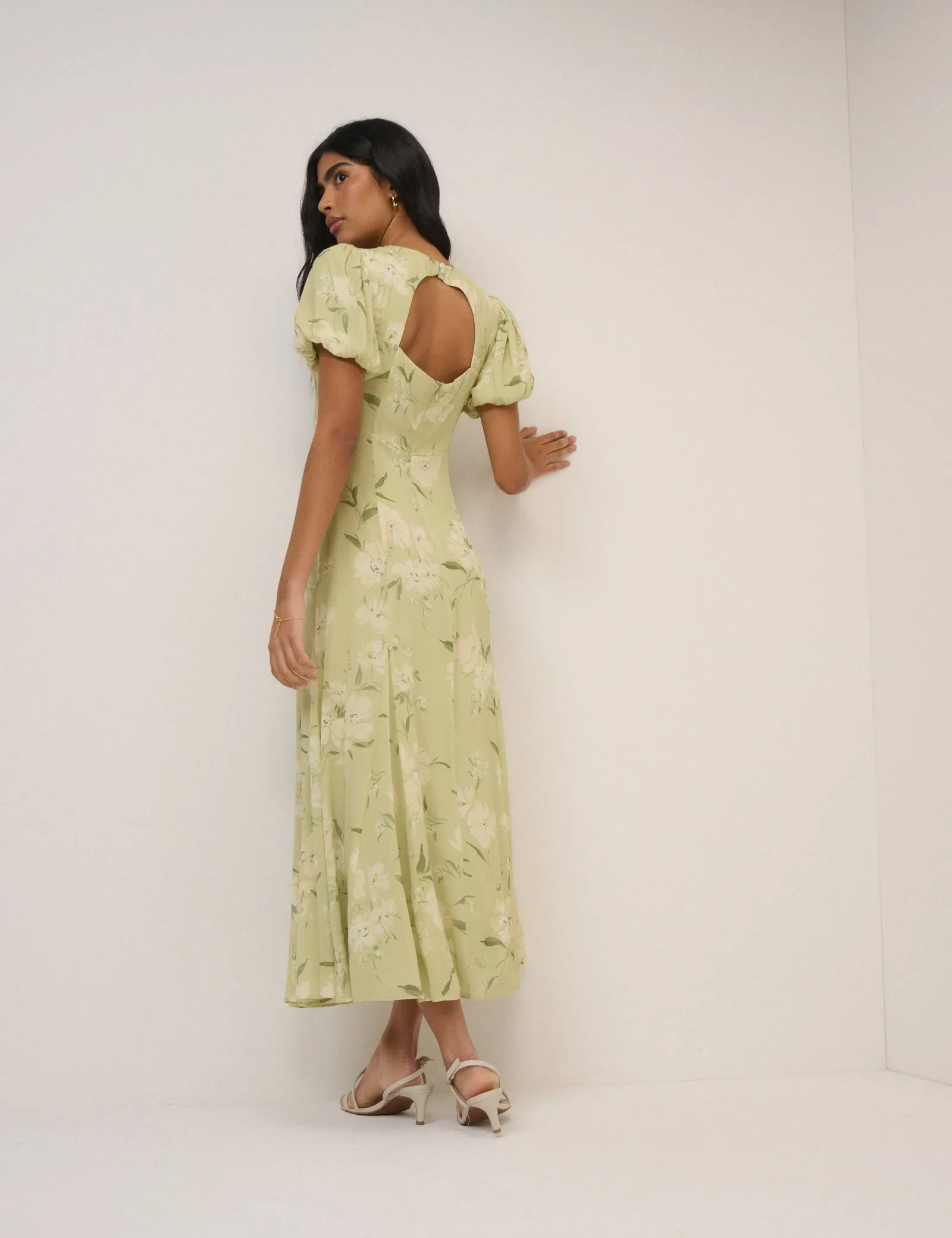 Sage Floral Chiffon Juno Maxi Dress sold by Nobody's Child product image thumbnail 5