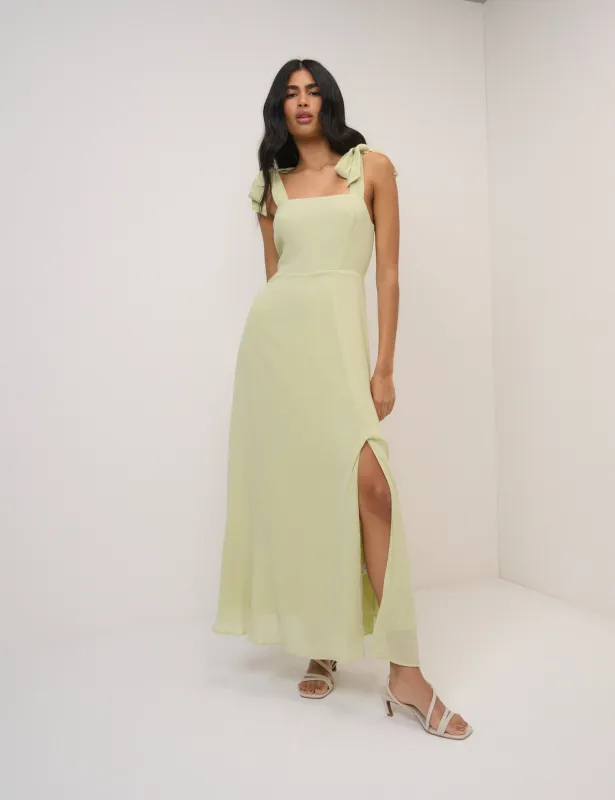 Green Chiffon Square Neck Tamar Midi Dress sold by Nobody's Child