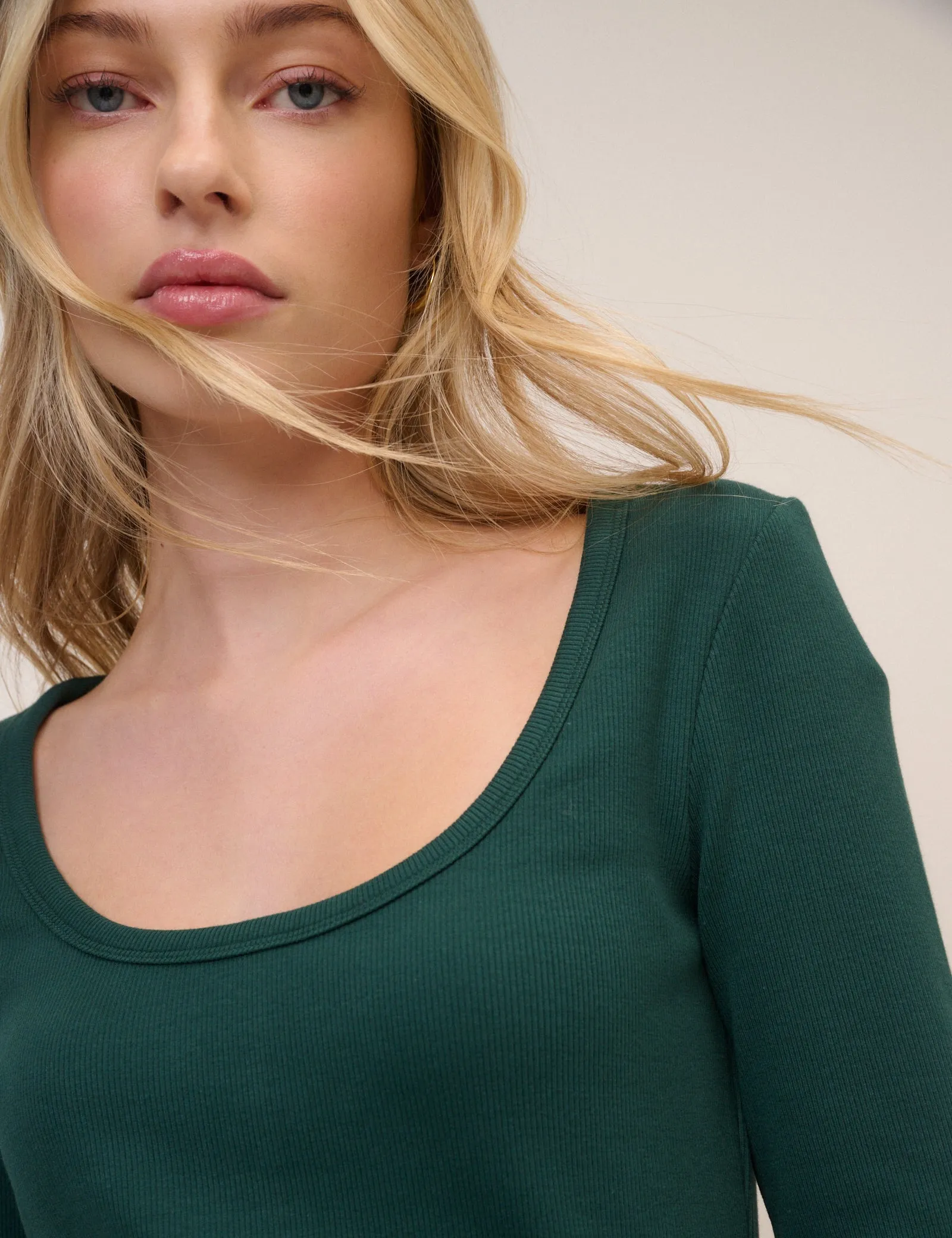 Green Scoop Neck Ribbed Jersey Top sold by Nobody's Child product image thumbnail 2