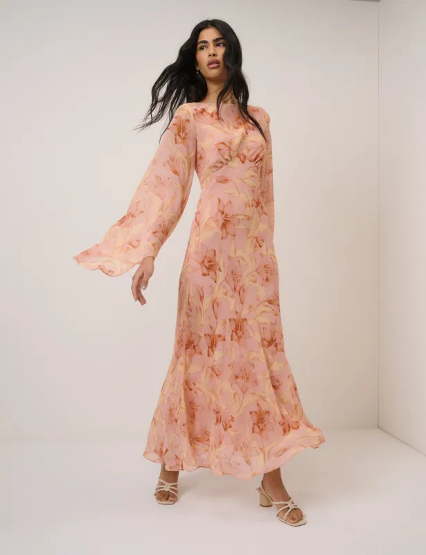 Pink Floral Phoenix Midi Dress sold by Nobody's Child