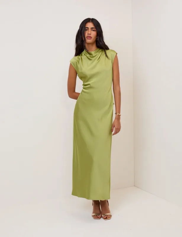 Green Cowl Neck Eden Maxi Dress made by Nobody's Child