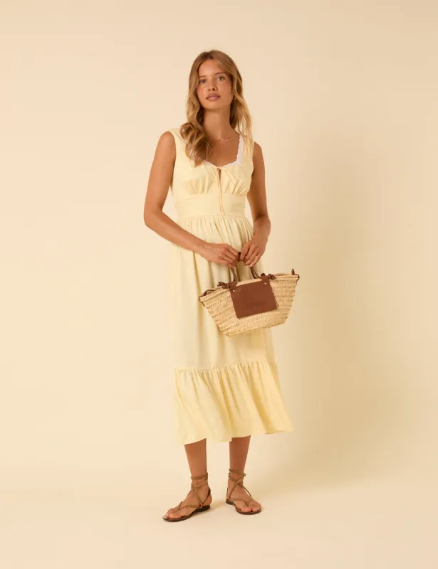 Butter Yellow Heather Midi Dress sold by Nobody's Child