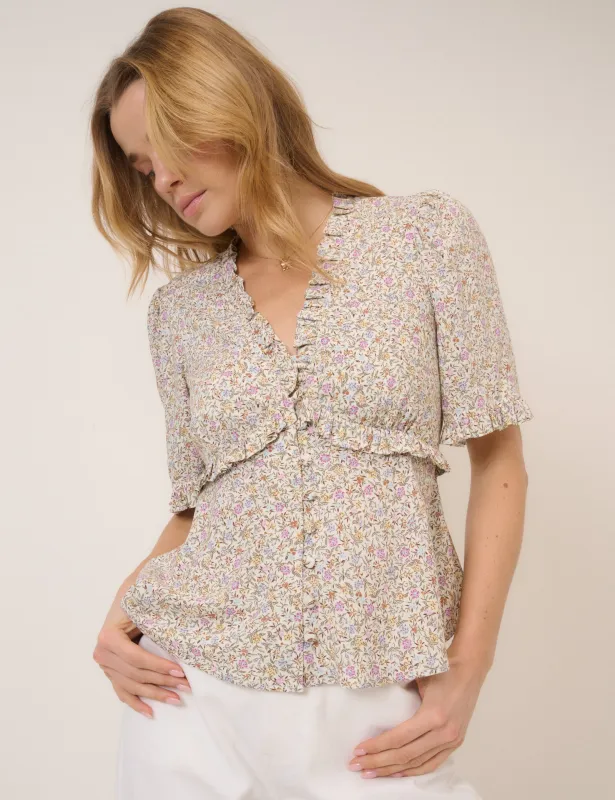 Pink Floral V-Neck Blouse sold by Nobody's Child