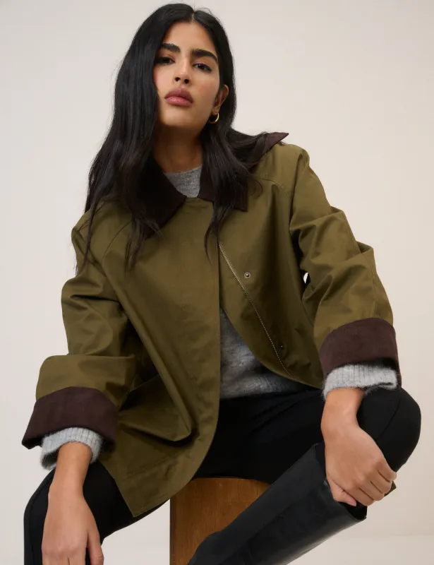 Khaki Cord Detail Barn Jacket sold by Nobody's Child