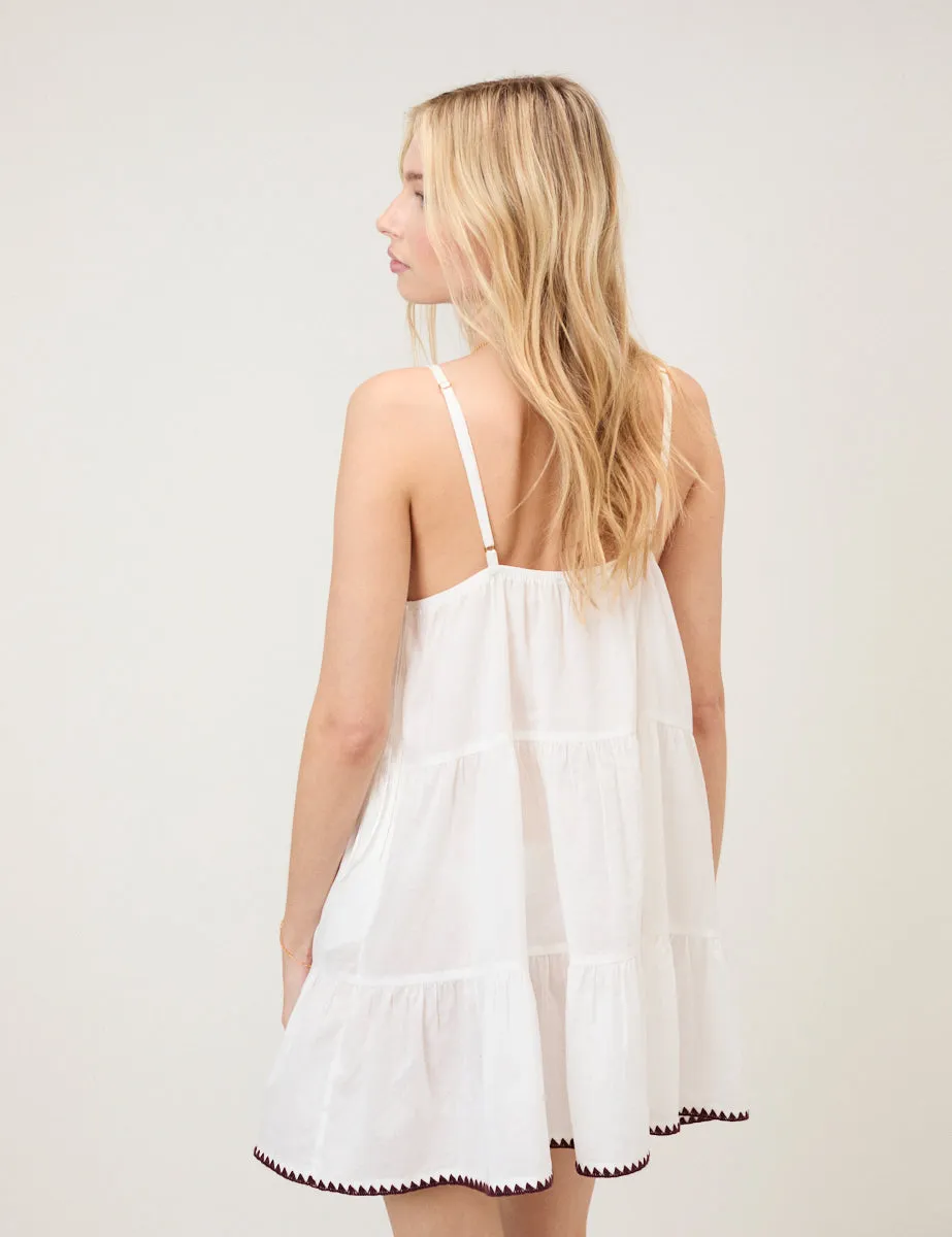 White Tiered Mini Beach Dress sold by Nobody's Child product image thumbnail 5
