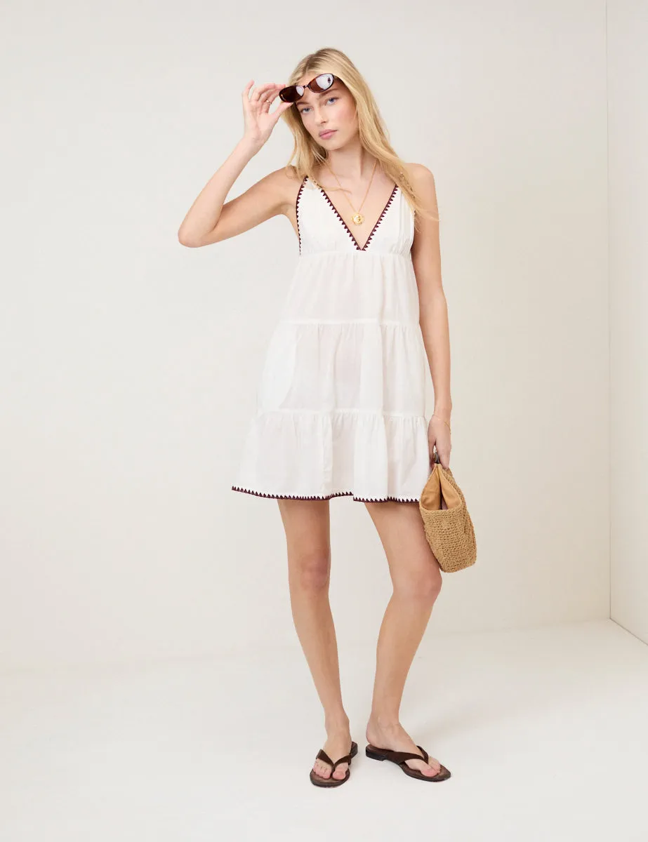 White Tiered Mini Beach Dress sold by Nobody's Child product image thumbnail 4