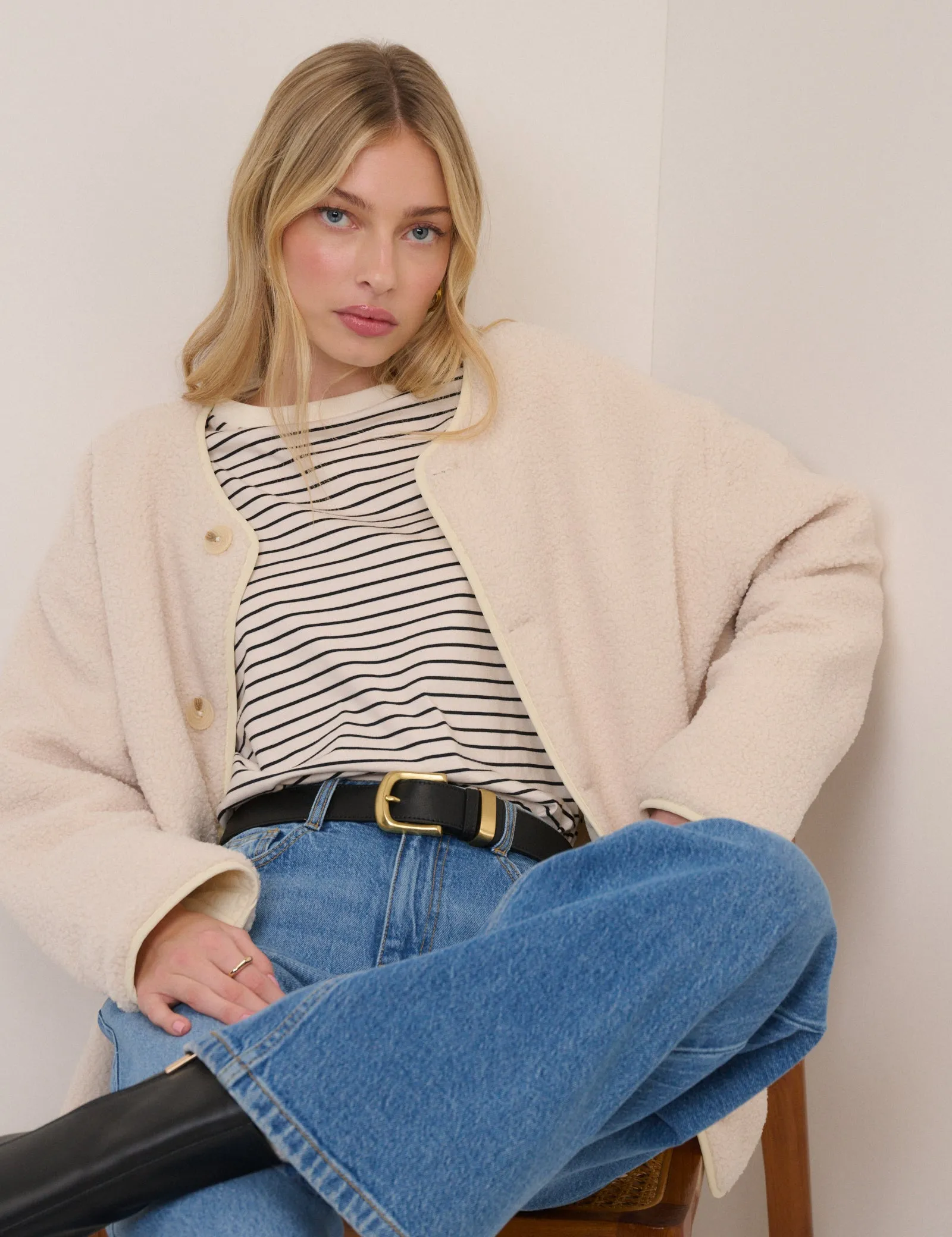 Cream Quilted Reversible Liner Jacket sold by Nobody's Child product image thumbnail 2