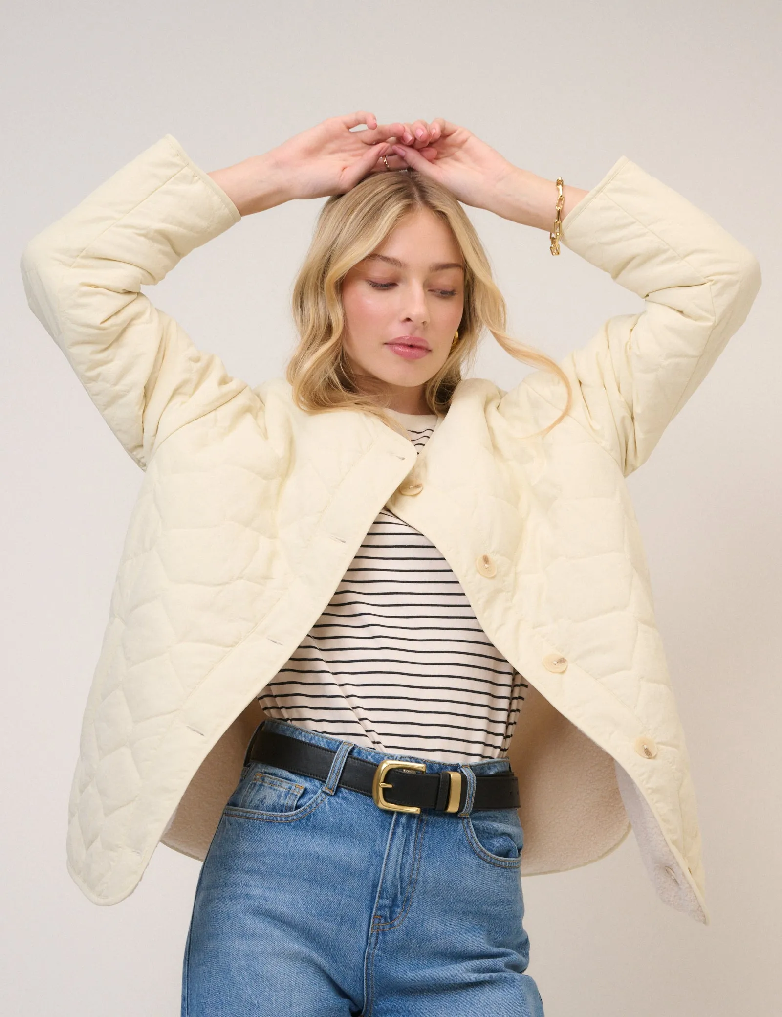 Cream Quilted Reversible Liner Jacket sold by Nobody's Child