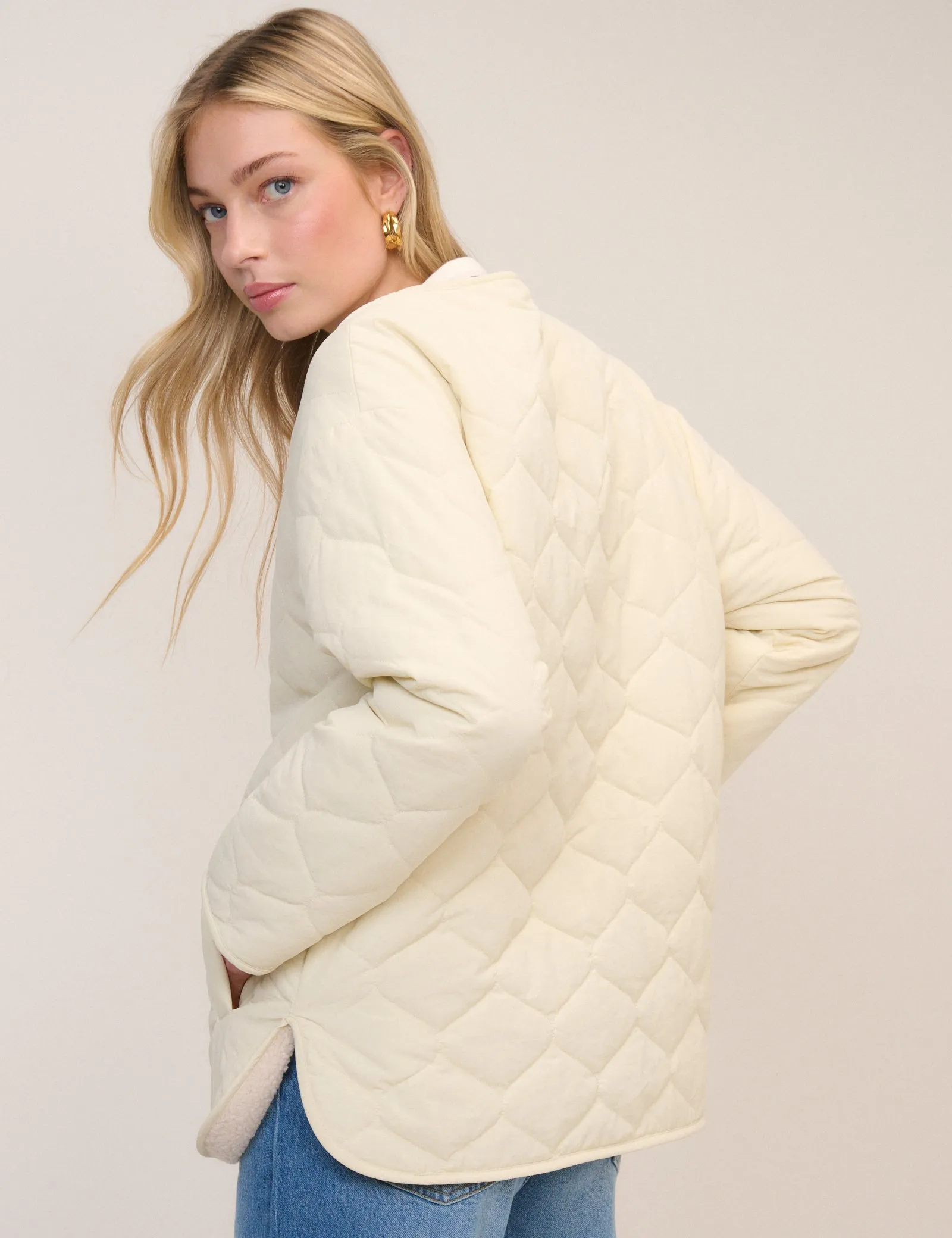 Cream Quilted Reversible Liner Jacket sold by Nobody's Child product image thumbnail 5