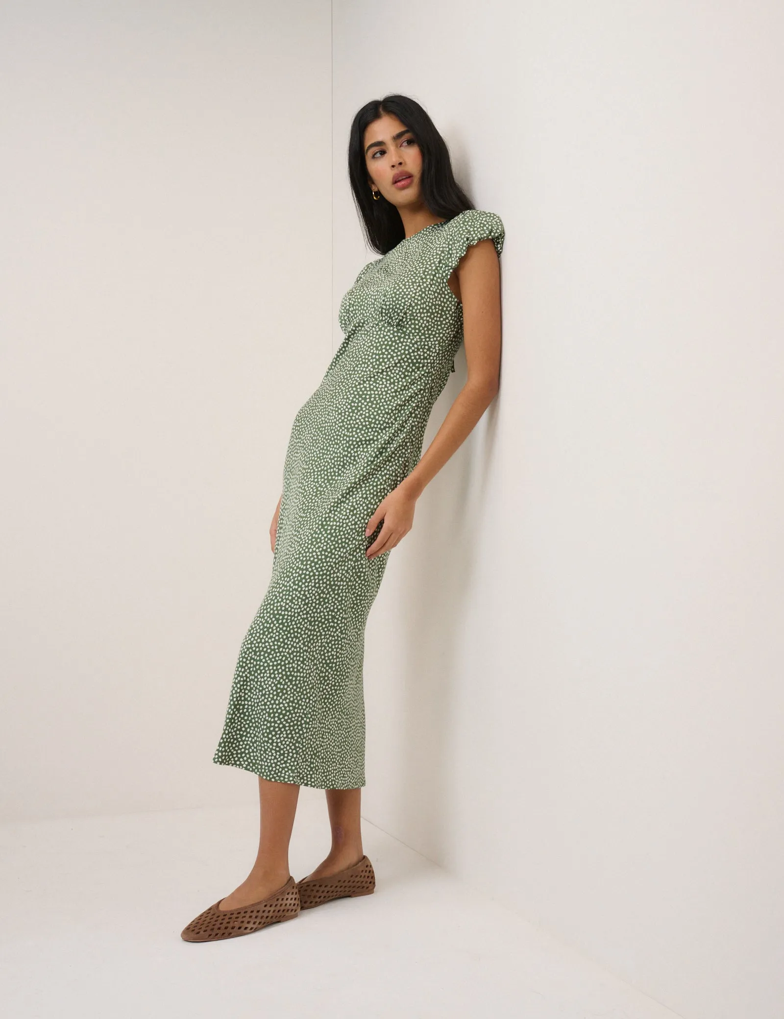 Green Polka Dot Willow Midi Dress sold by Nobody's Child product image thumbnail 3