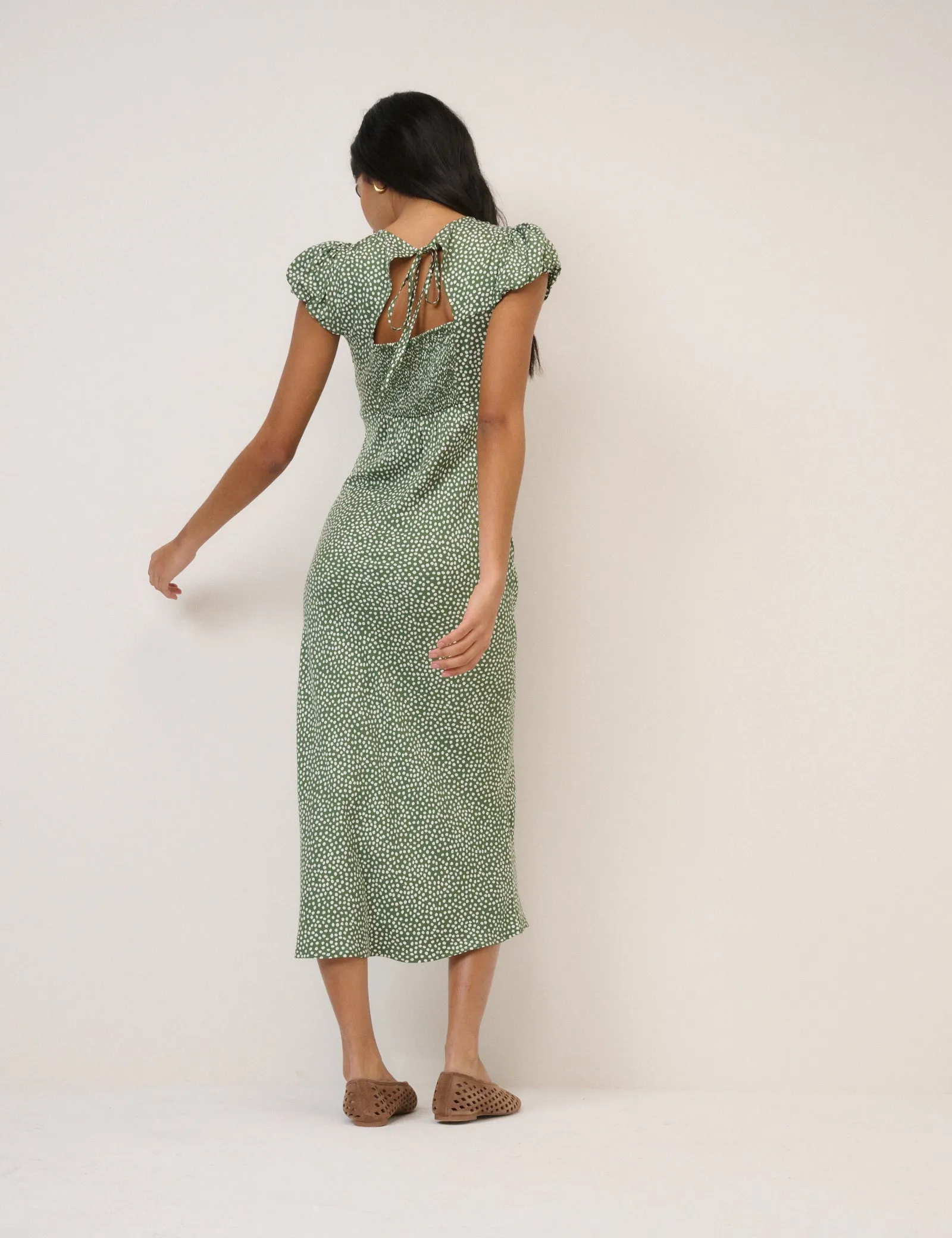 Green Polka Dot Willow Midi Dress sold by Nobody's Child product image thumbnail 4