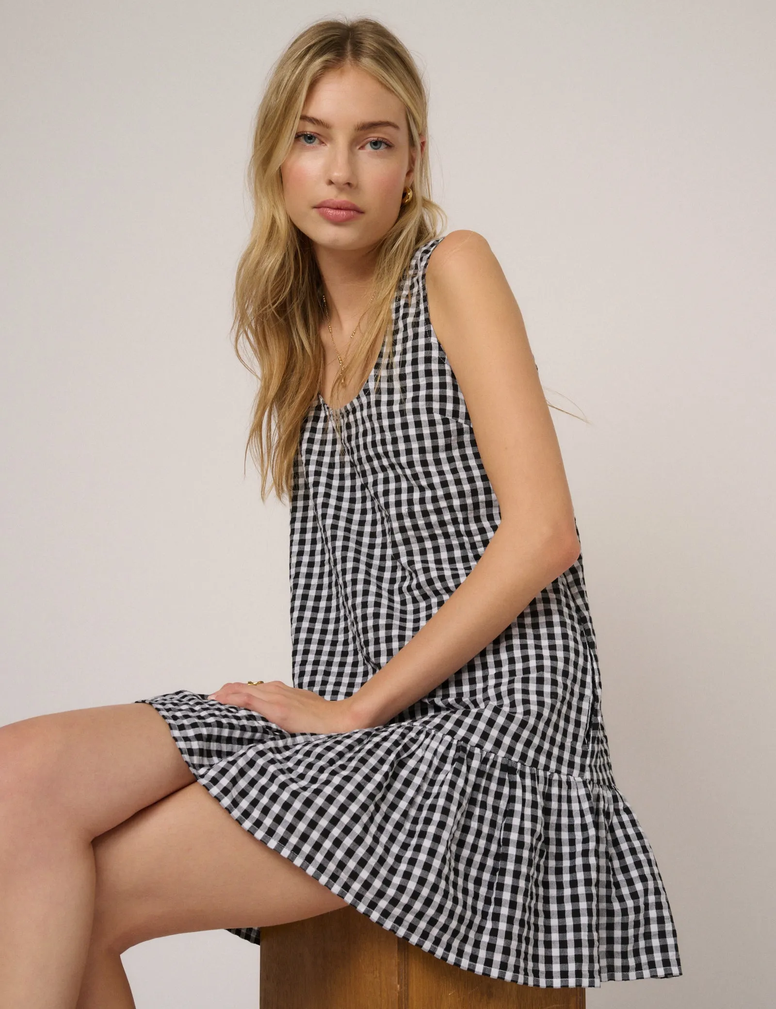 Black Gingham Millie Mini Dress sold by Nobody's Child