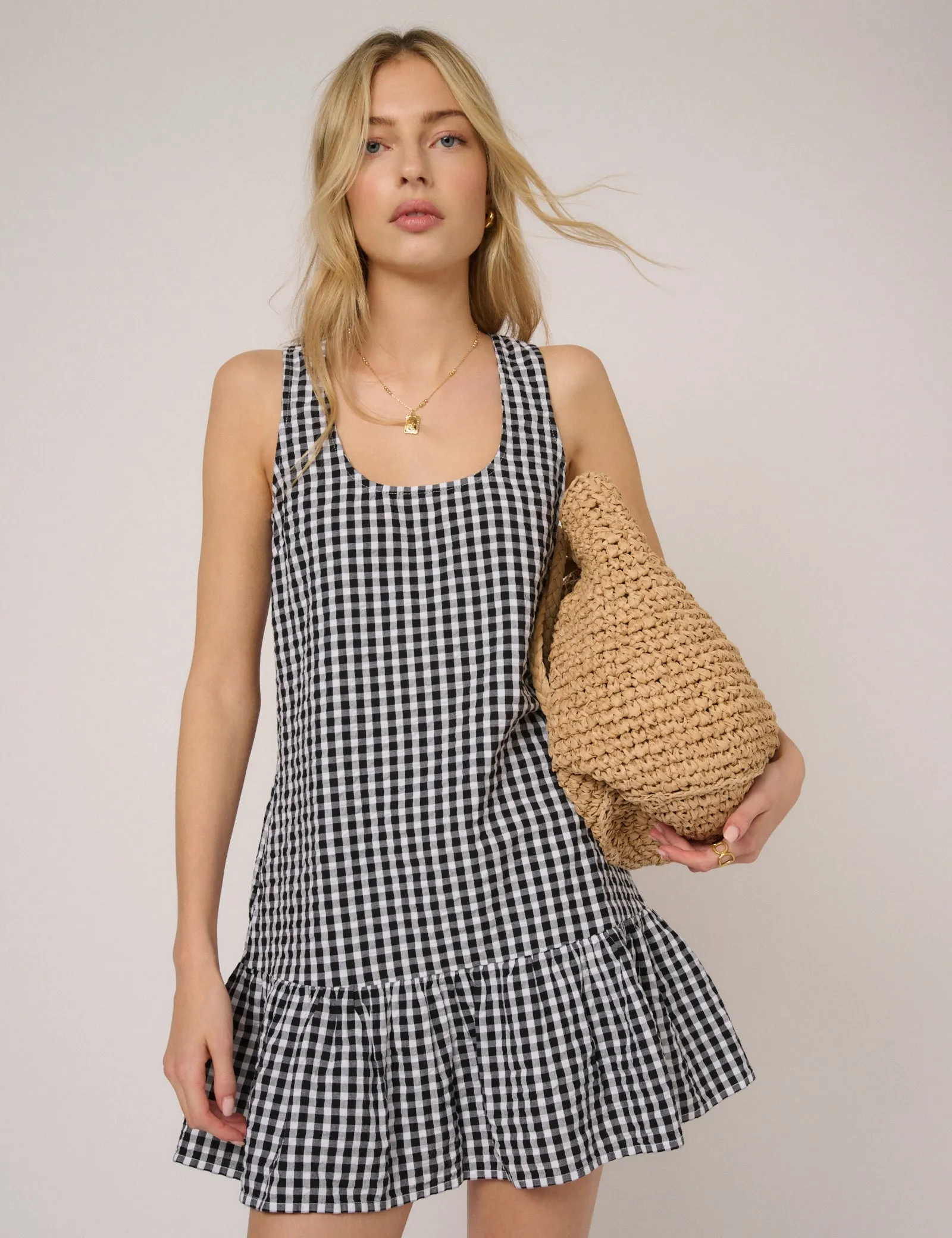 Black Gingham Millie Mini Dress sold by Nobody's Child product image thumbnail 3