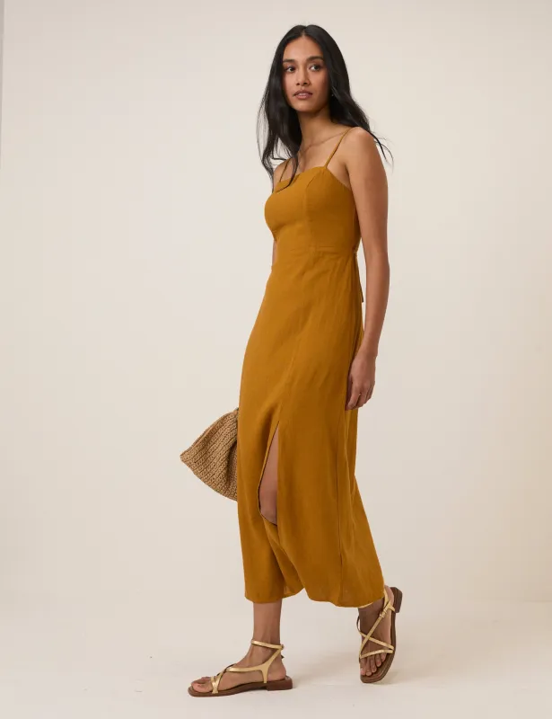Mustard Yellow Maddy Midi Dress sold by Nobody's Child