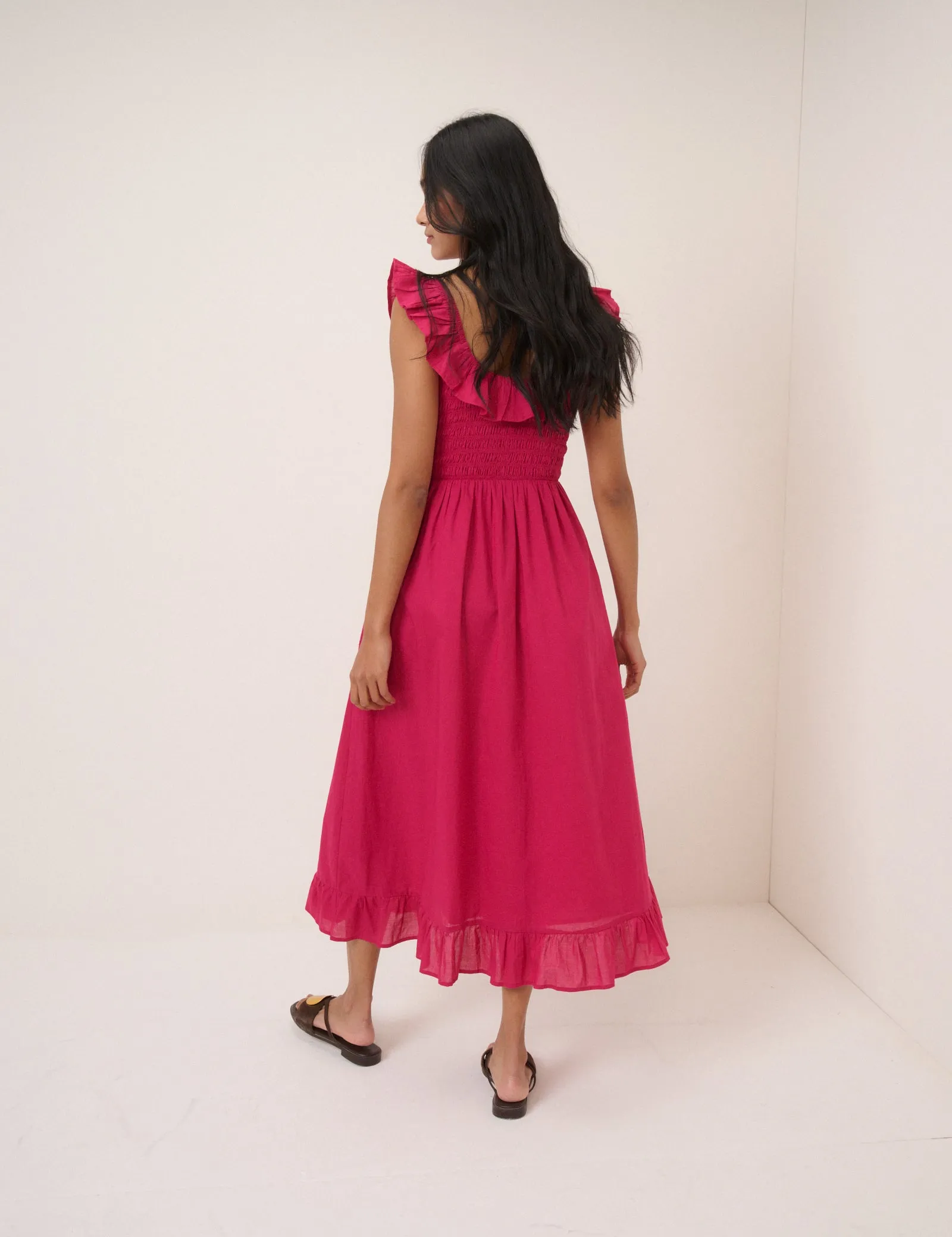 Pink Shirred Mona Midi Dress sold by Nobody's Child product image thumbnail 5