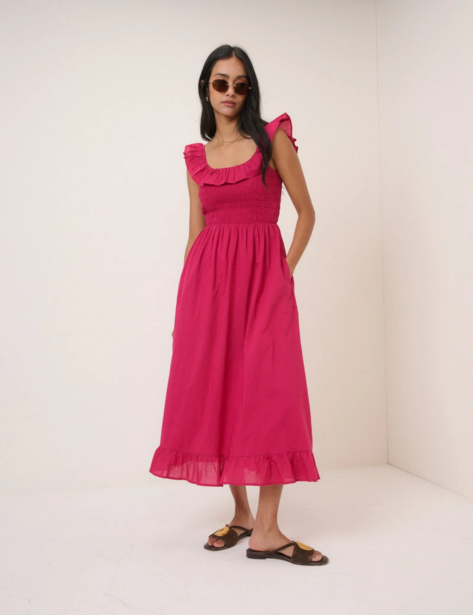 Pink Shirred Mona Midi Dress sold by Nobody's Child product image thumbnail 3