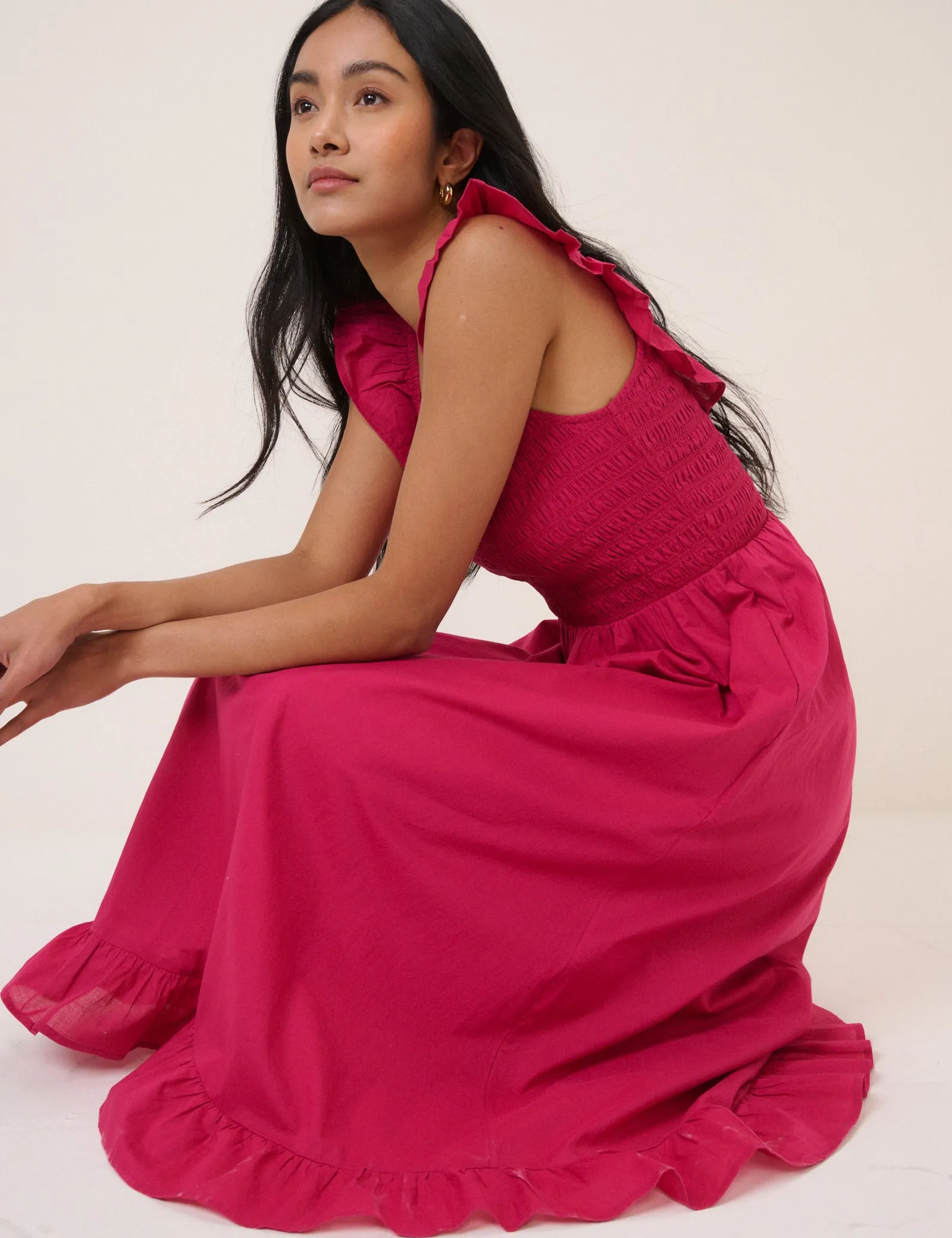 Pink Shirred Mona Midi Dress sold by Nobody's Child